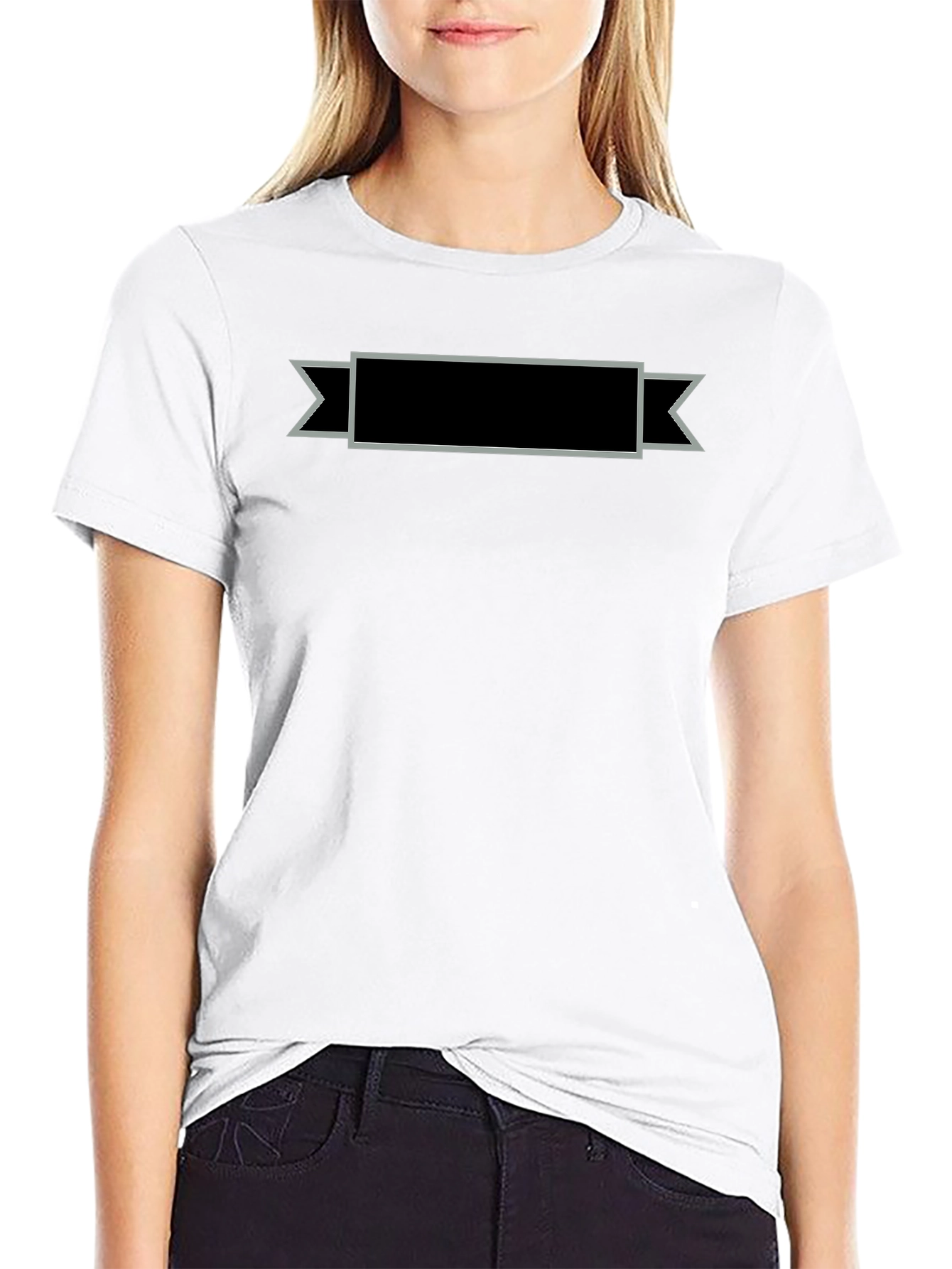 Mens Black T-Shirt with Ribbon Graphic