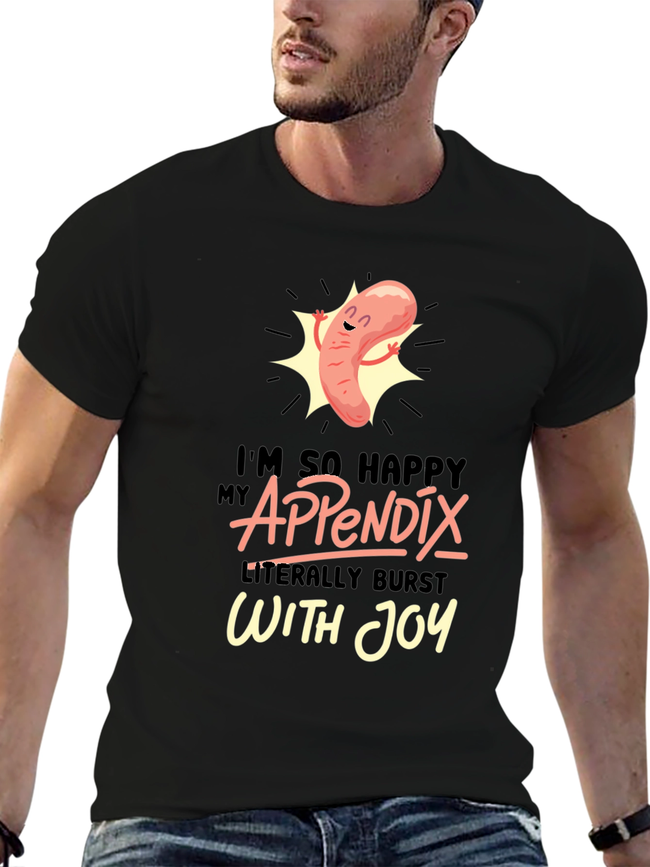 Funny Appendix Burst With Joy Graphic T-Shirt