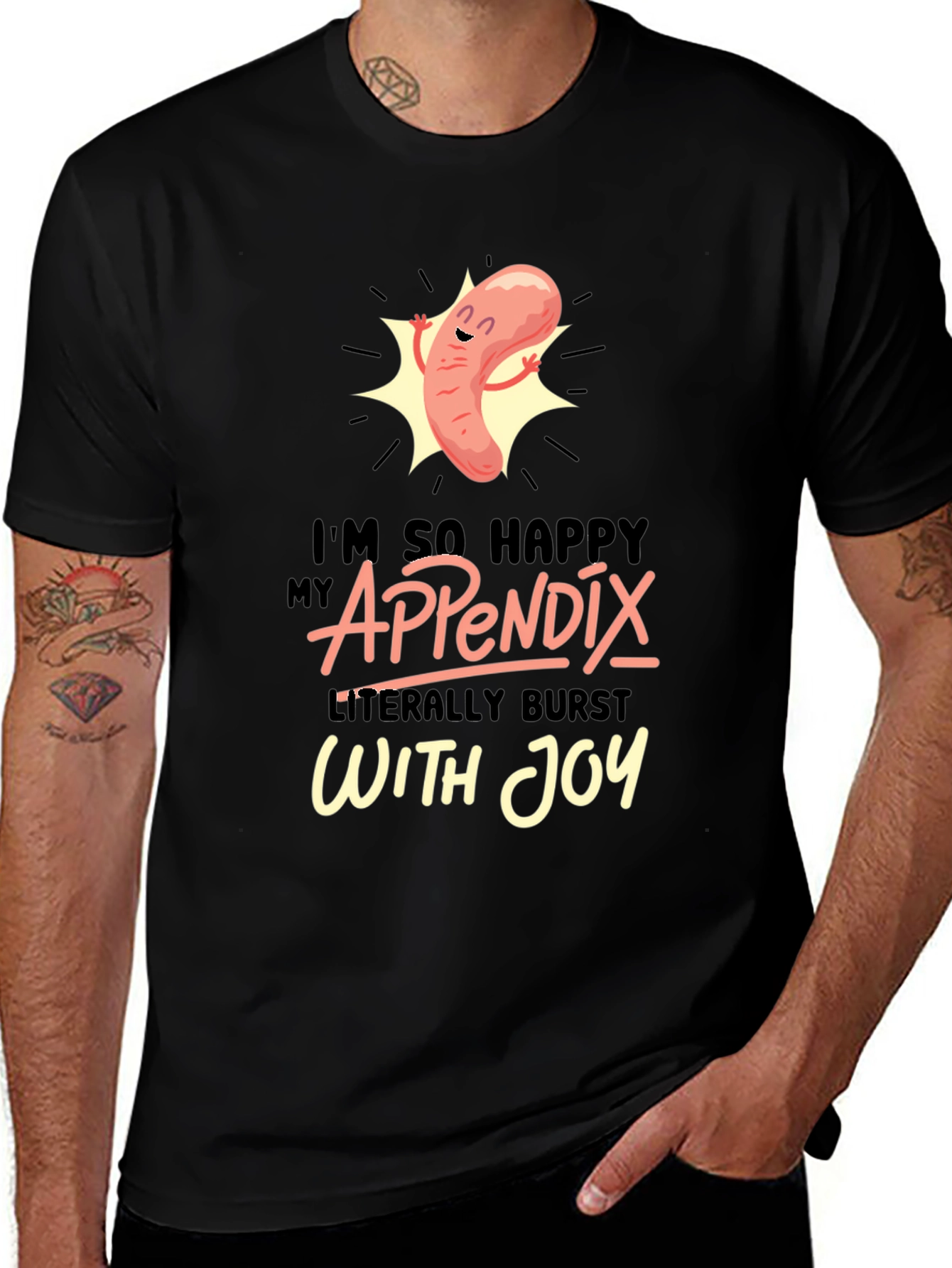 Funny Appendix Burst With Joy Graphic T-Shirt