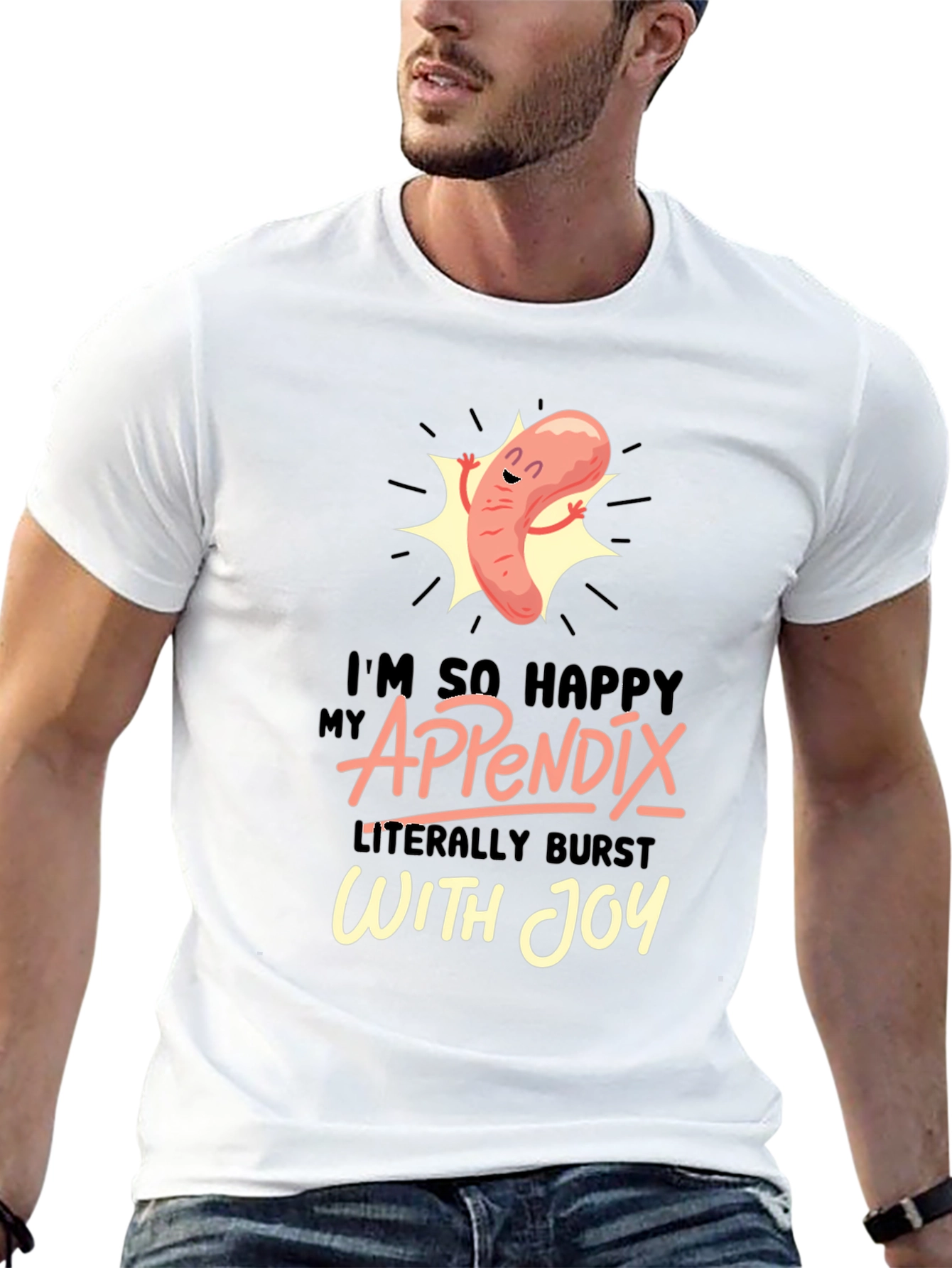 Funny Appendix Burst With Joy Graphic T-Shirt