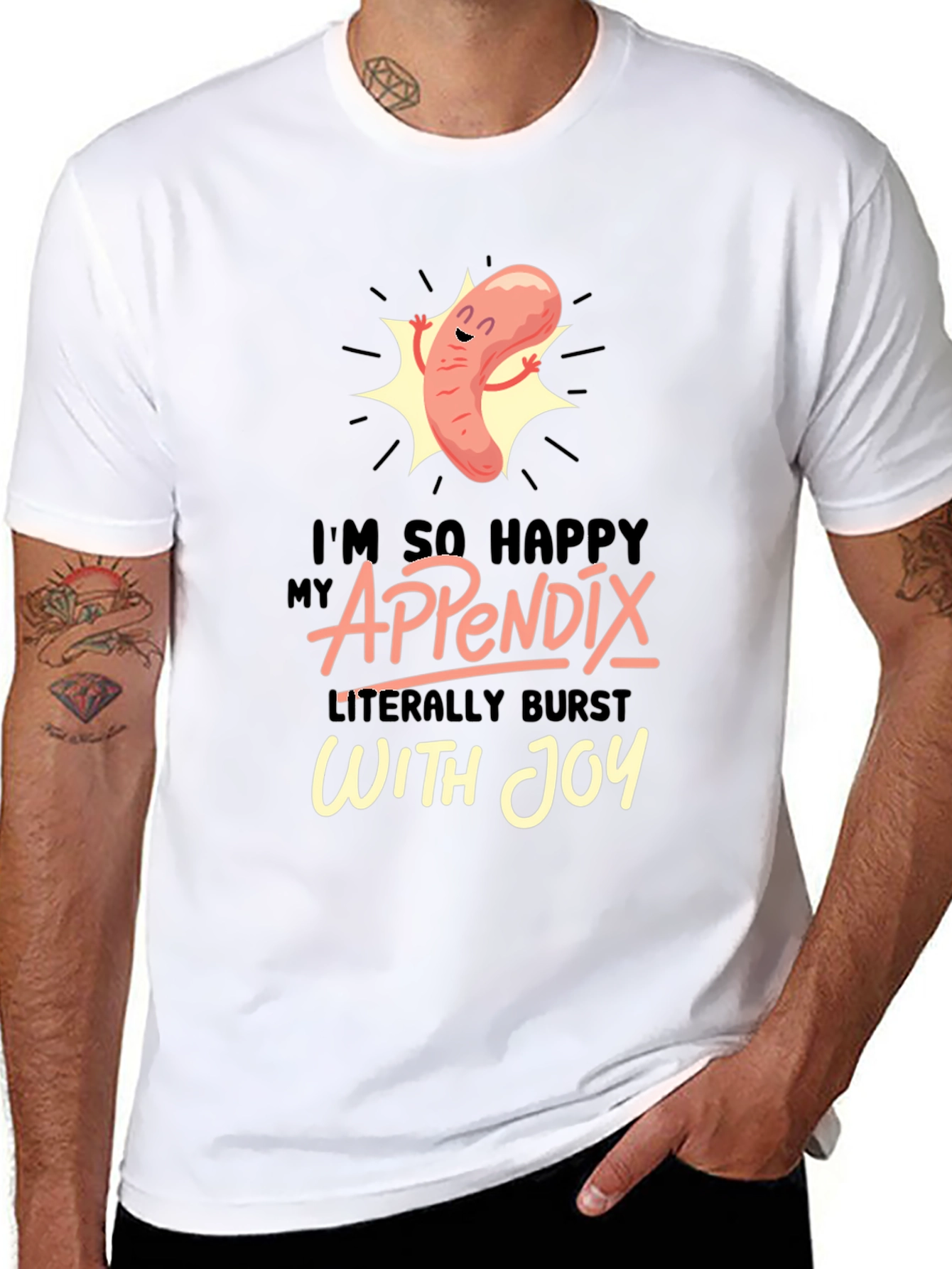 Funny Appendix Burst With Joy Graphic T-Shirt