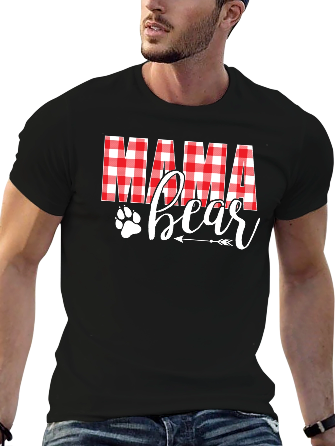 Mama Bear Plaid Graphic Tee - Cute Womens Shirt