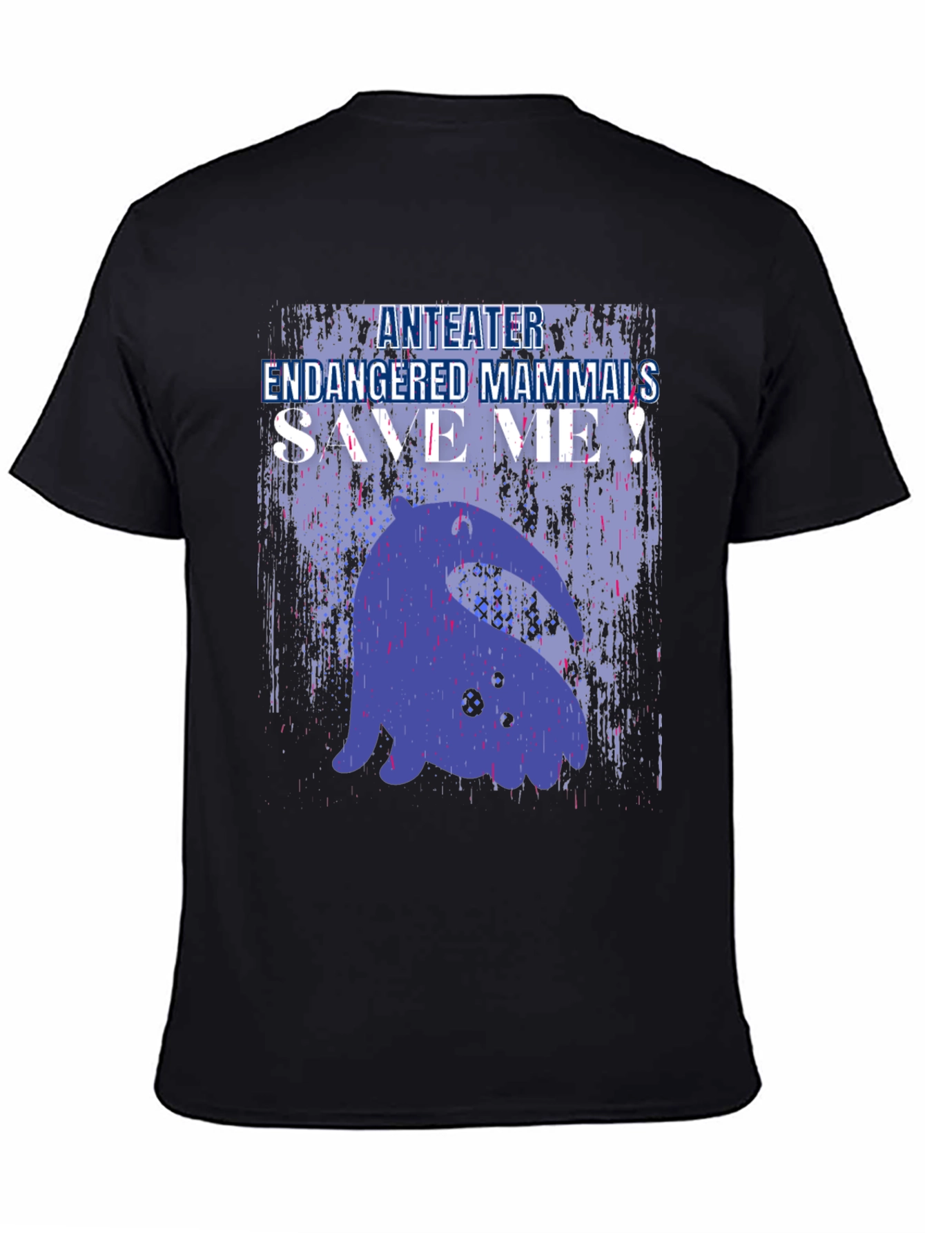 Anteater Endangered Mammals Save Me! Black T-Shirt