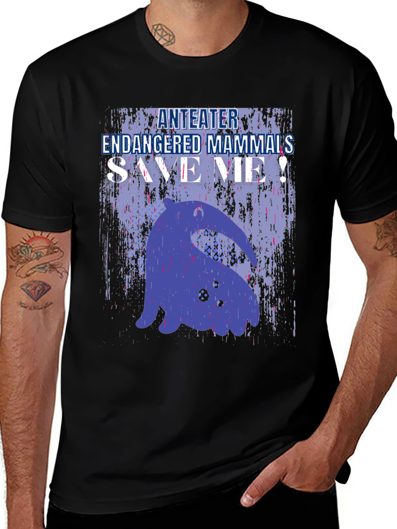 Anteater Endangered Mammals Save Me! Black T-Shirt