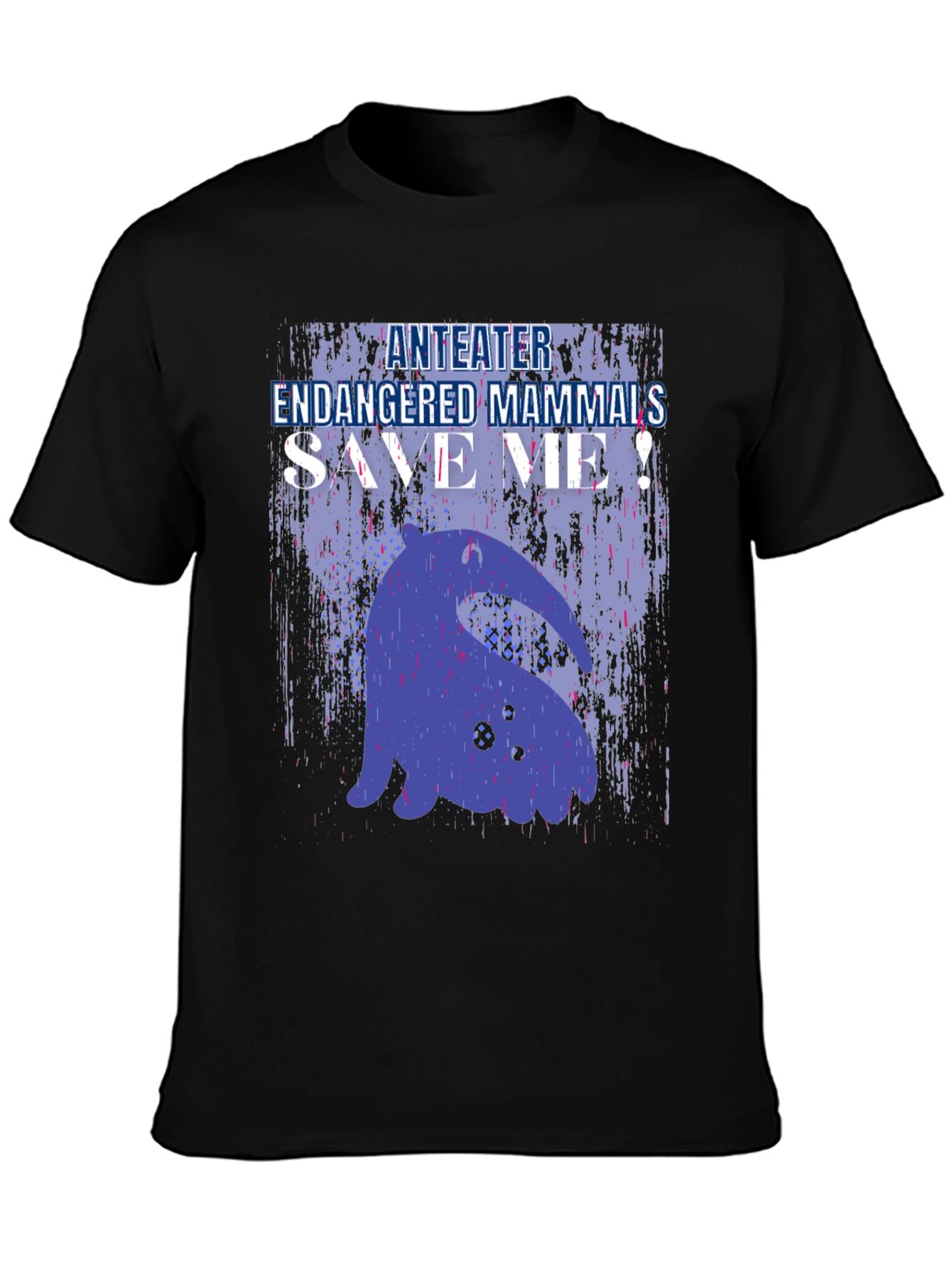 Anteater Endangered Mammals Save Me! Black T-Shirt