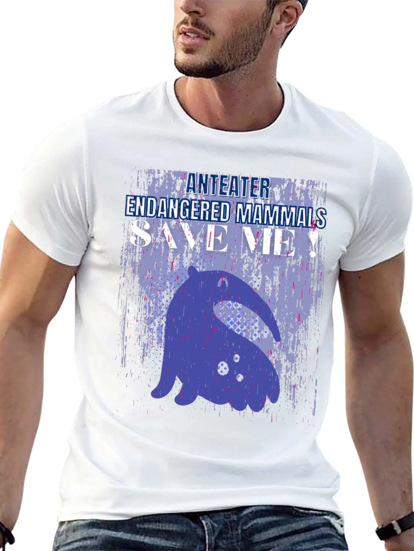 Anteater Endangered Mammals Save Me! Black T-Shirt