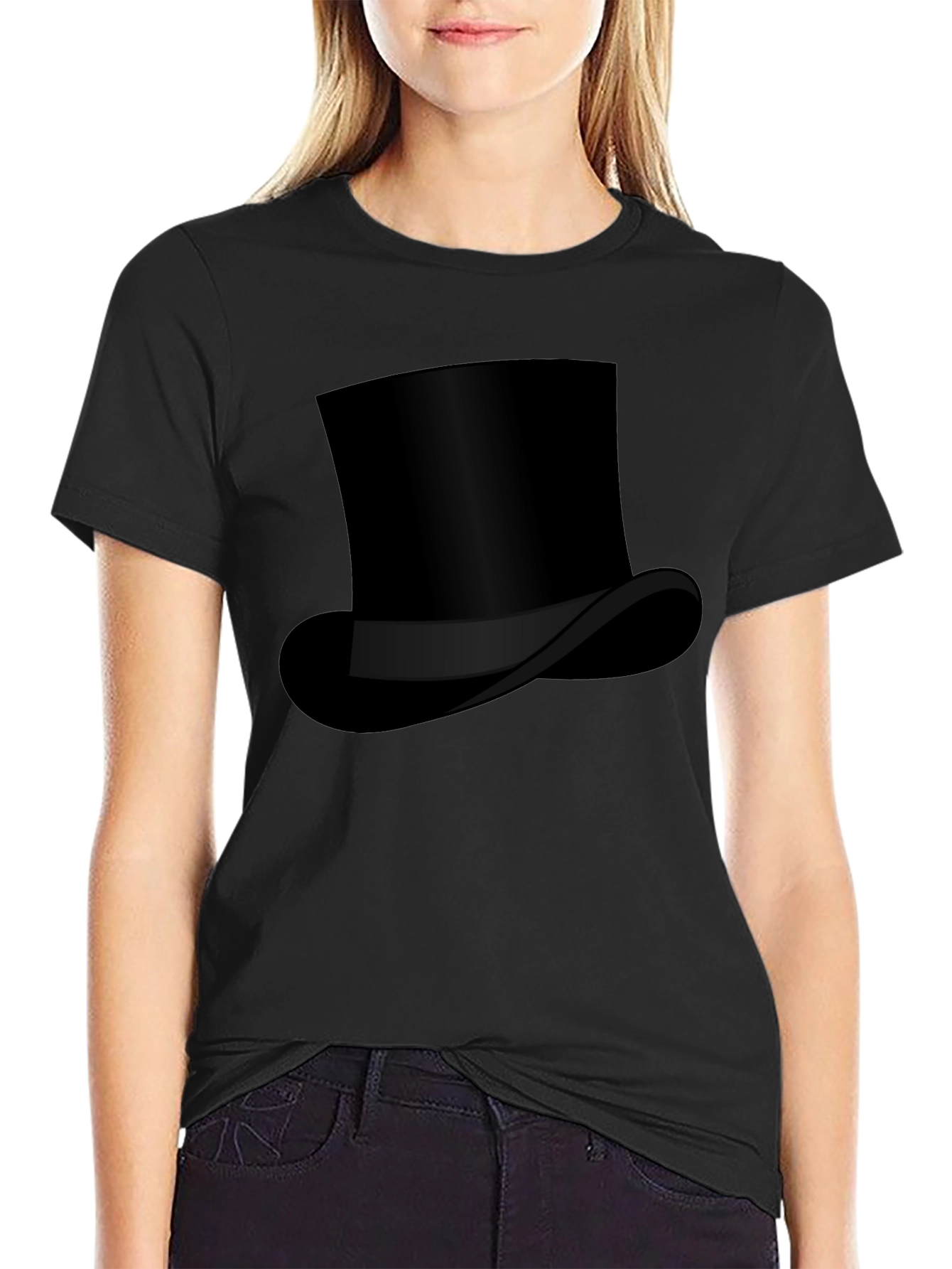 Top Hat Graphic Tee - Classic Style Black T-Shirt