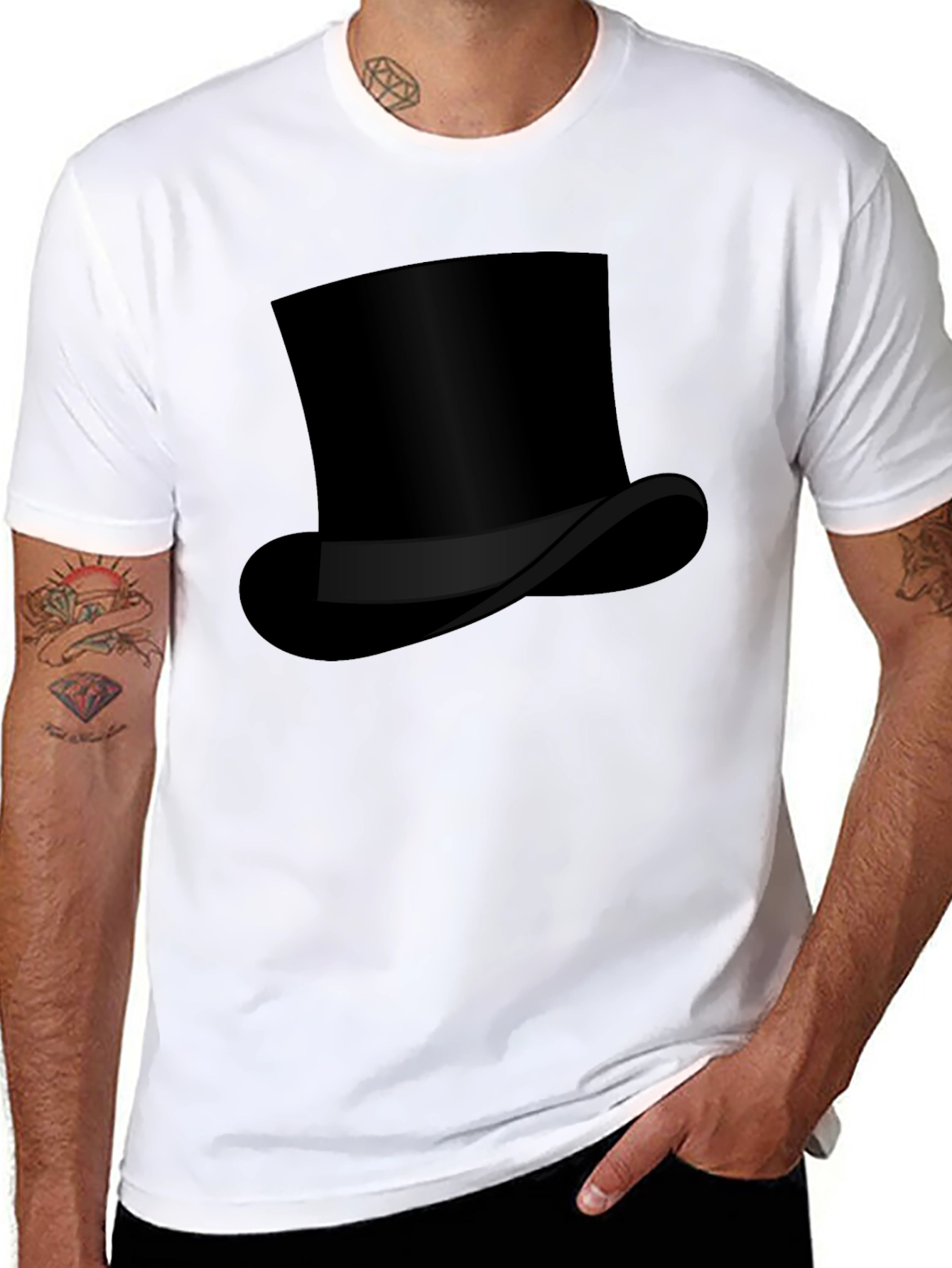 Top Hat Graphic Tee - Classic Style Black T-Shirt