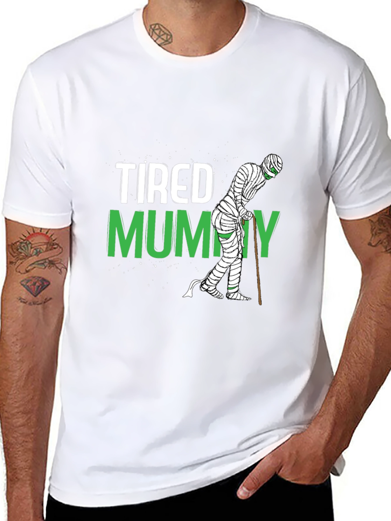 Tired Mummy Graphic T-Shirt - Halloween Costume Tee