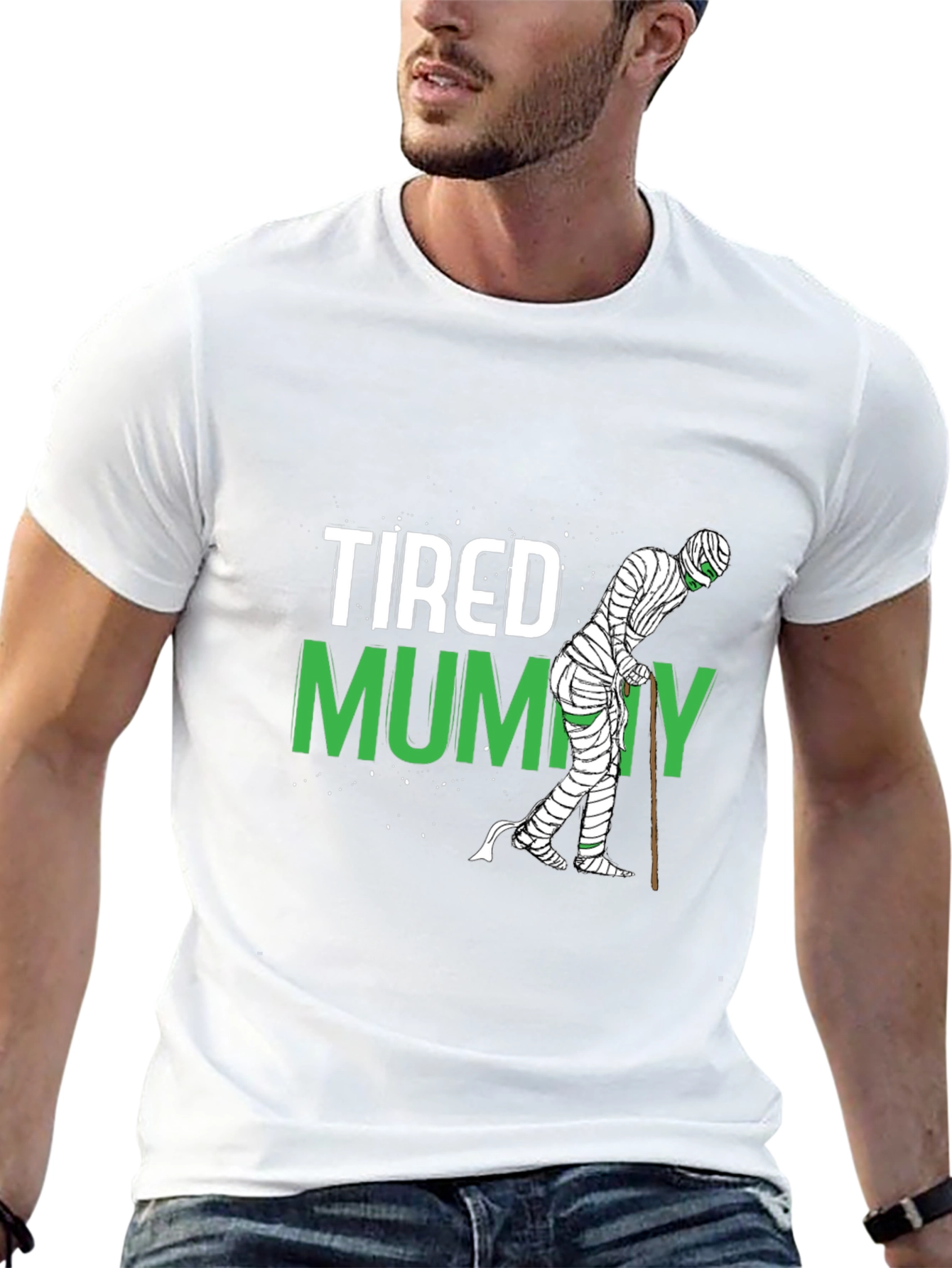 Tired Mummy Graphic T-Shirt - Halloween Costume Tee