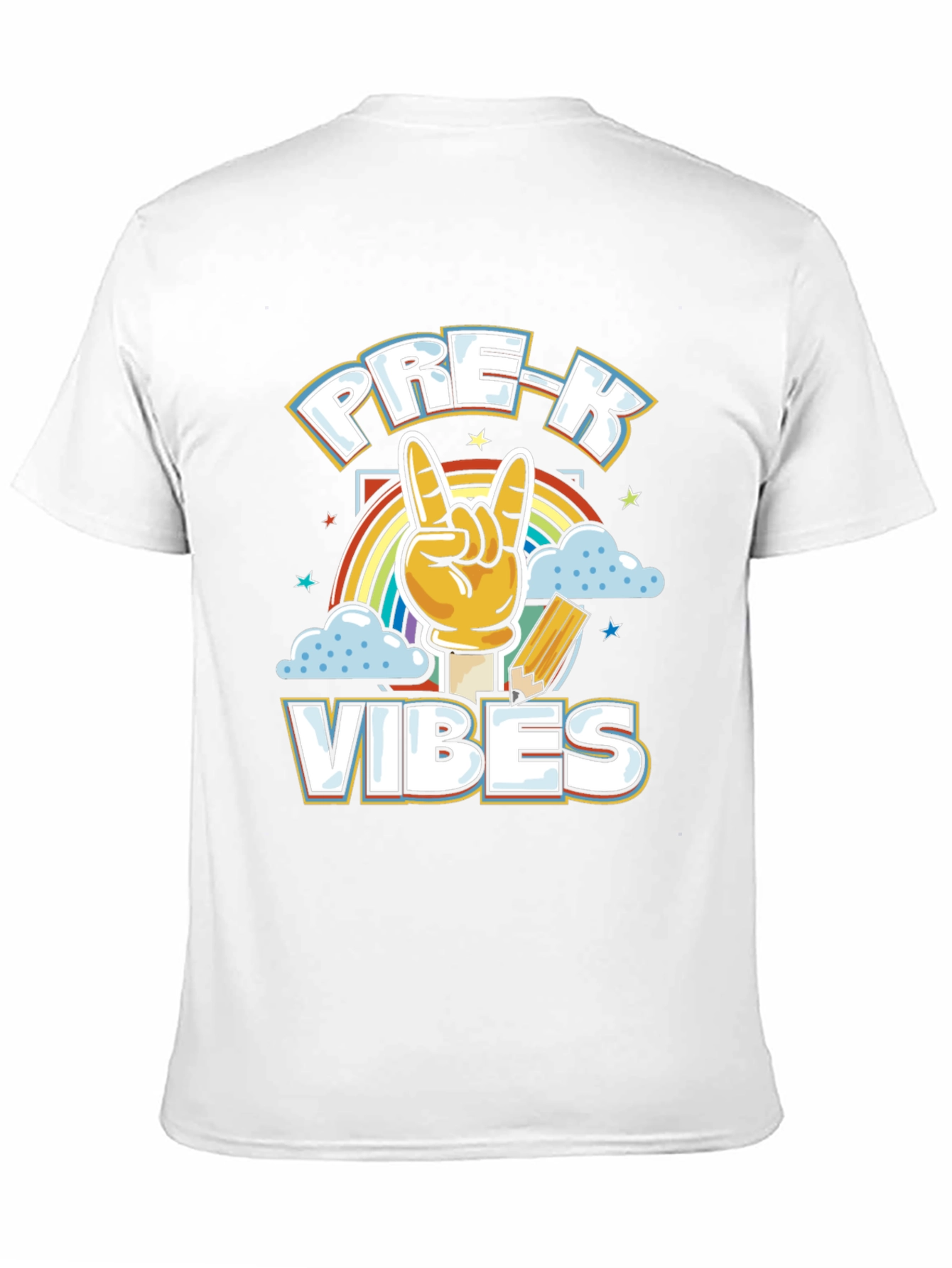 Pre-K Vibes Graphic Tee - Rock On Rainbow Shirt
