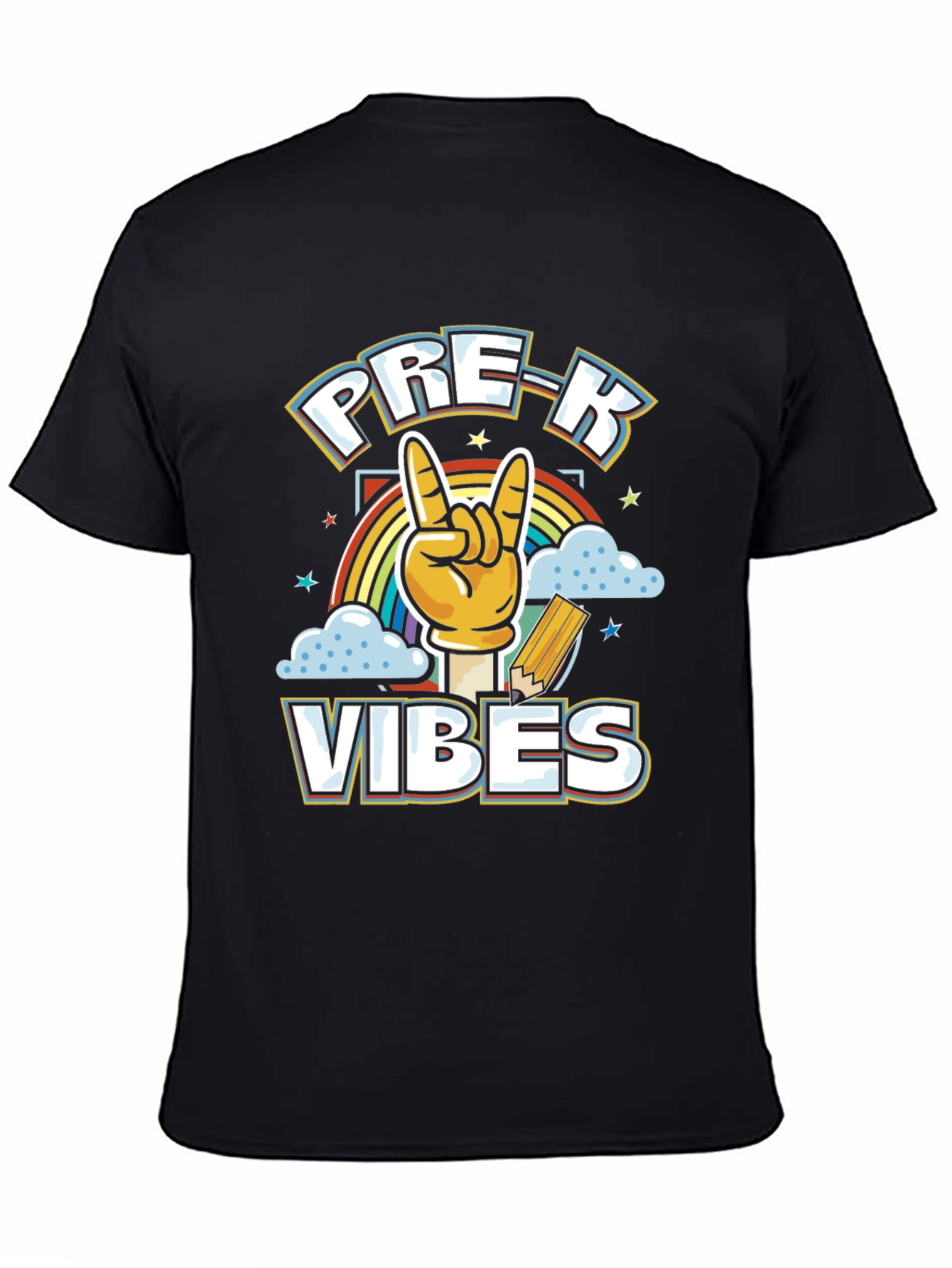 Pre-K Vibes Graphic Tee - Rock On Rainbow Shirt