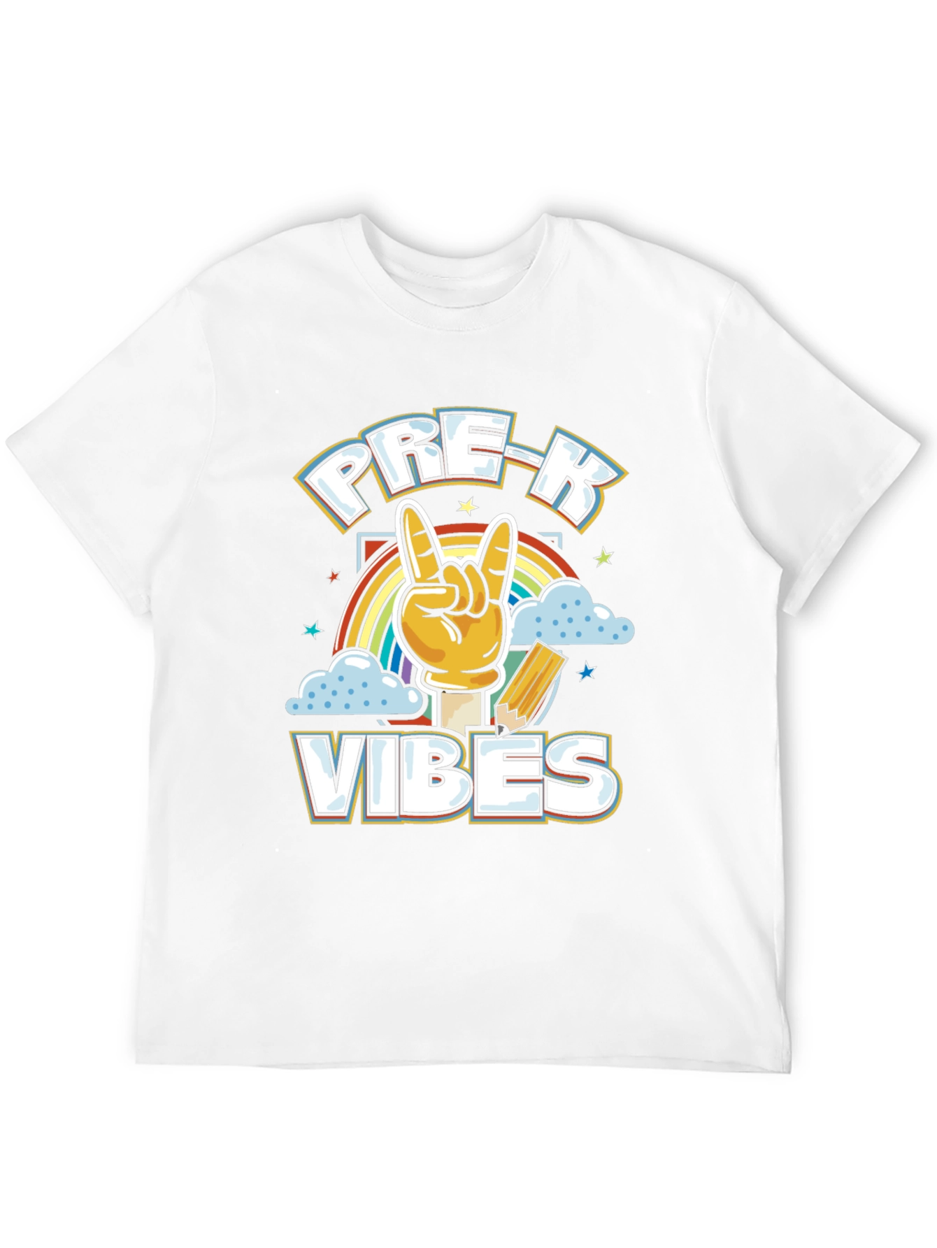 Pre-K Vibes Graphic Tee - Rock On Rainbow Shirt