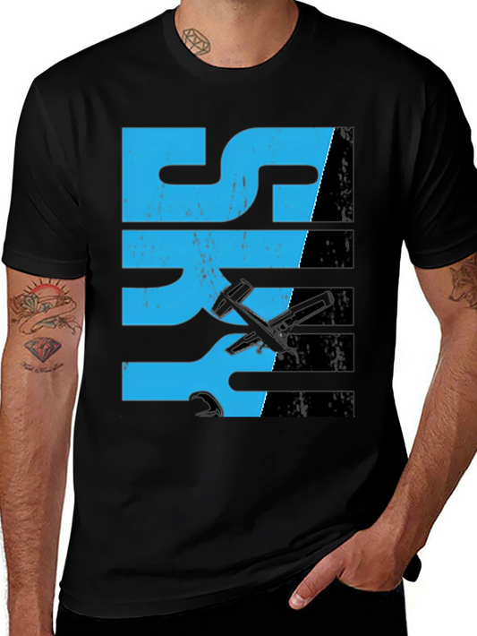 Sky Plane Graphic T-Shirt - Casual Short Sleeve Tee