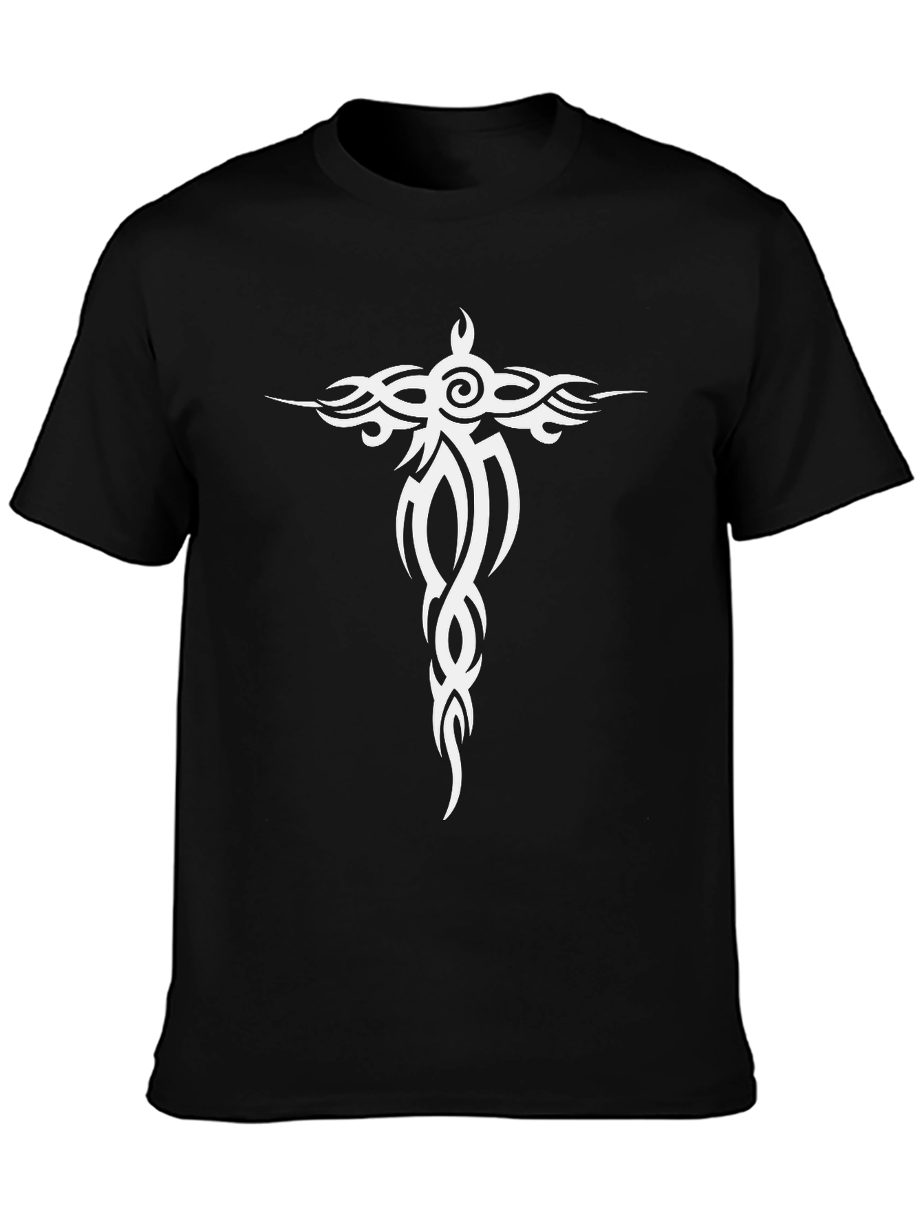 Tribal Cross Graphic Black T-Shirt