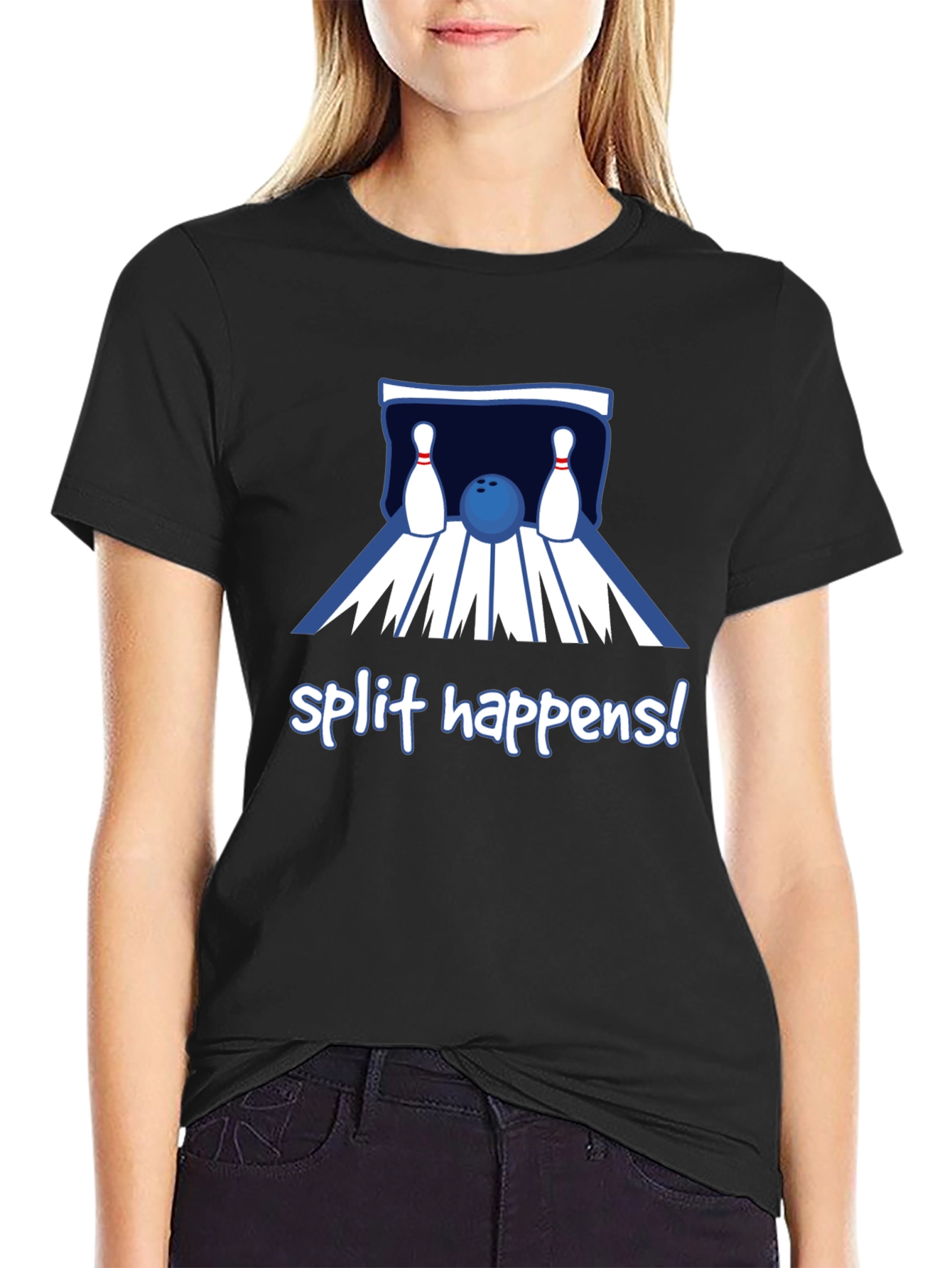 Split Happens Bowling T-Shirt - Black