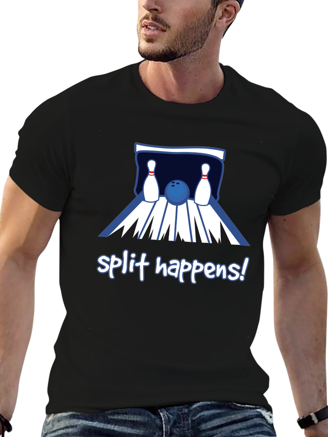 Split Happens Bowling T-Shirt - Black