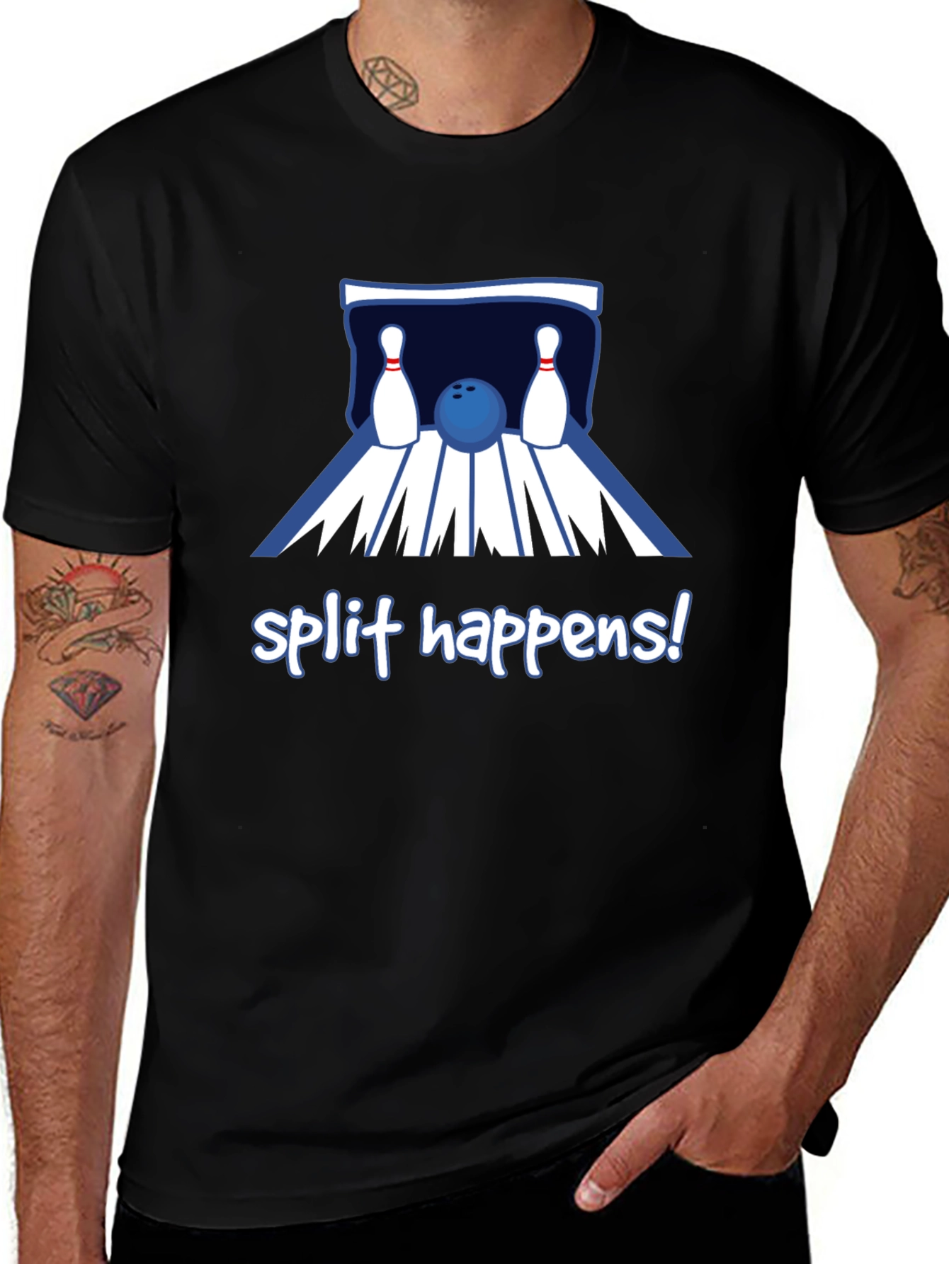 Split Happens Bowling T-Shirt - Black
