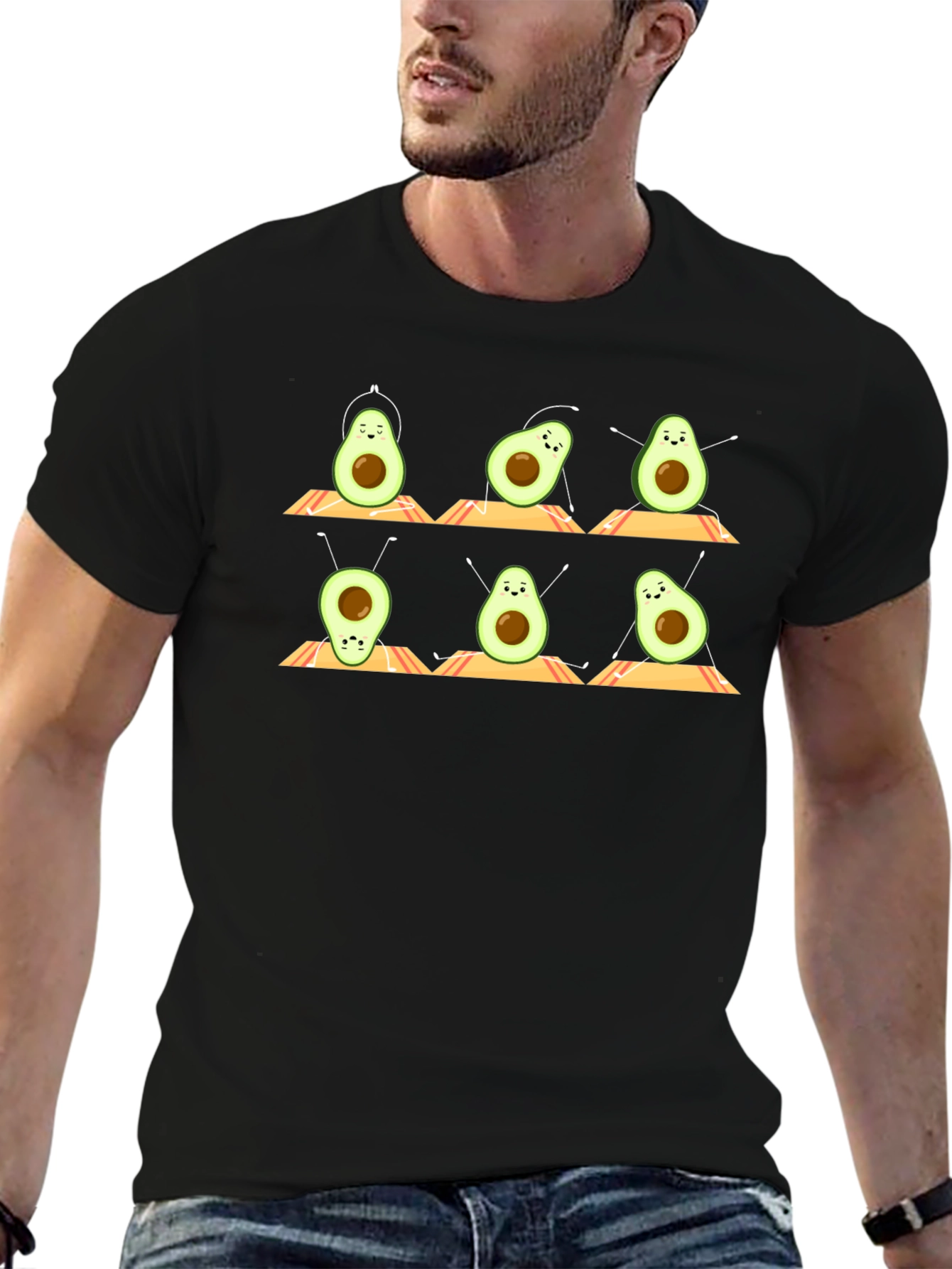 Yoga Avocado T-Shirt - Relaxed Fit Black