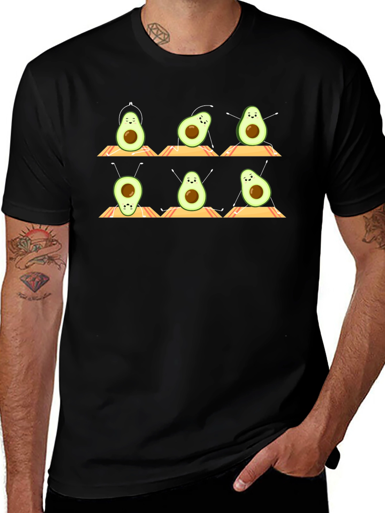 Yoga Avocado T-Shirt - Relaxed Fit Black