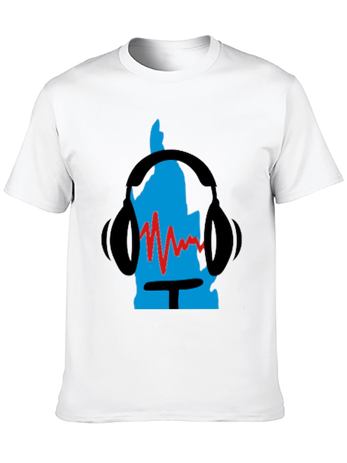 Retro Music Headphone Graphic Tee - Black