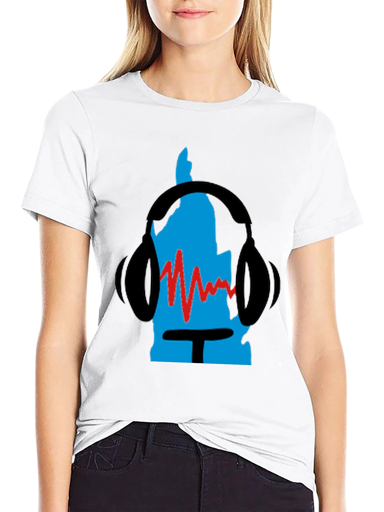 Retro Music Headphone Graphic Tee - Black
