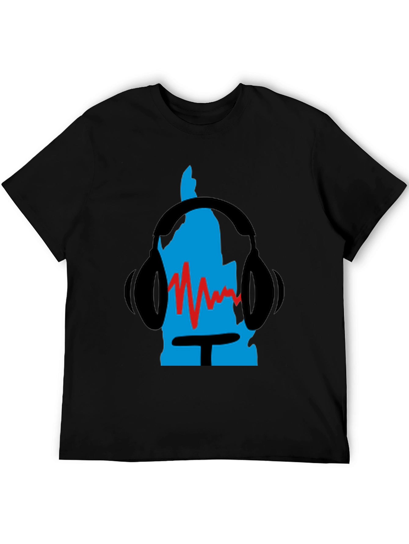 Retro Music Headphone Graphic Tee - Black