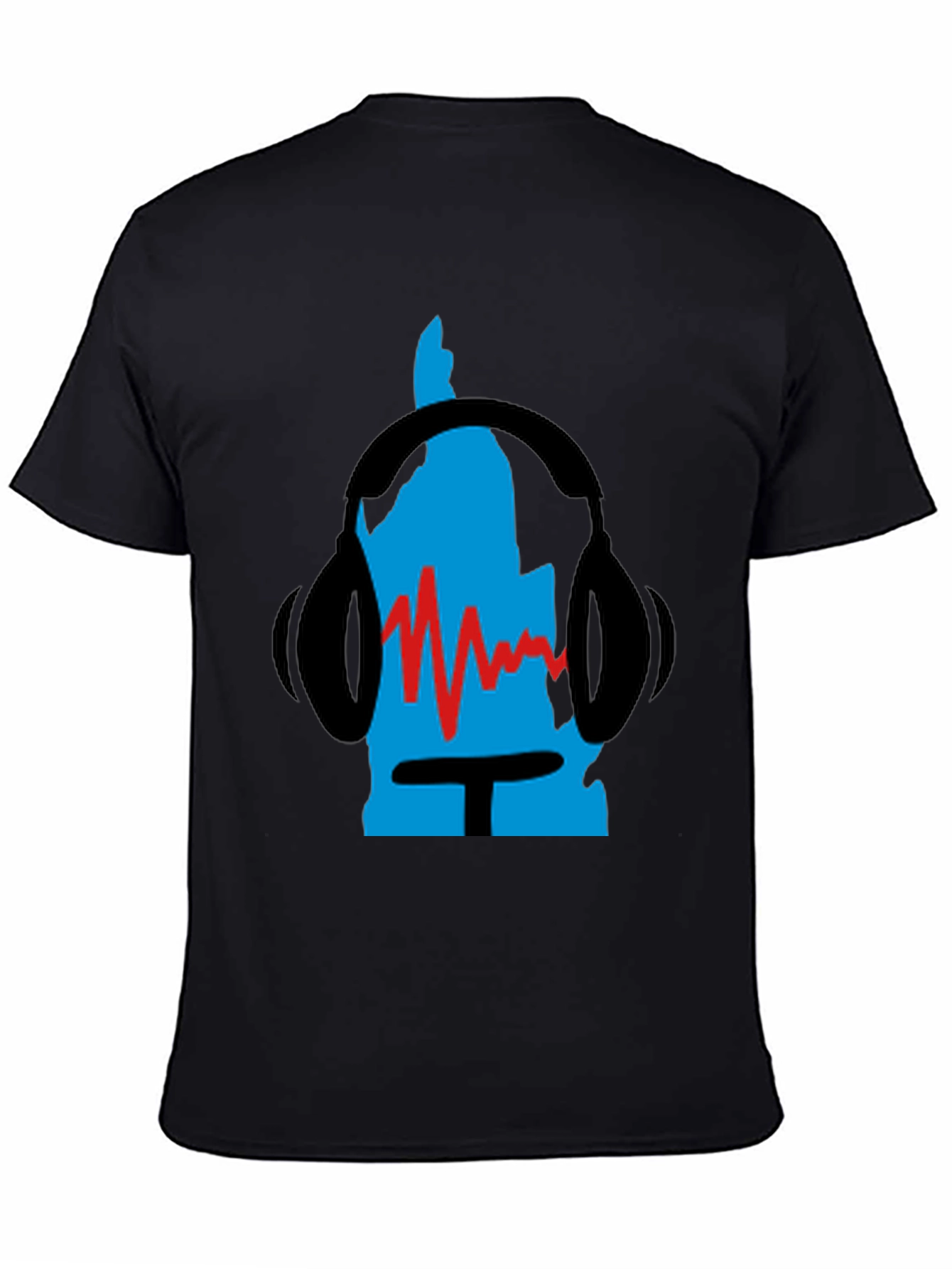 Retro Music Headphone Graphic Tee - Black
