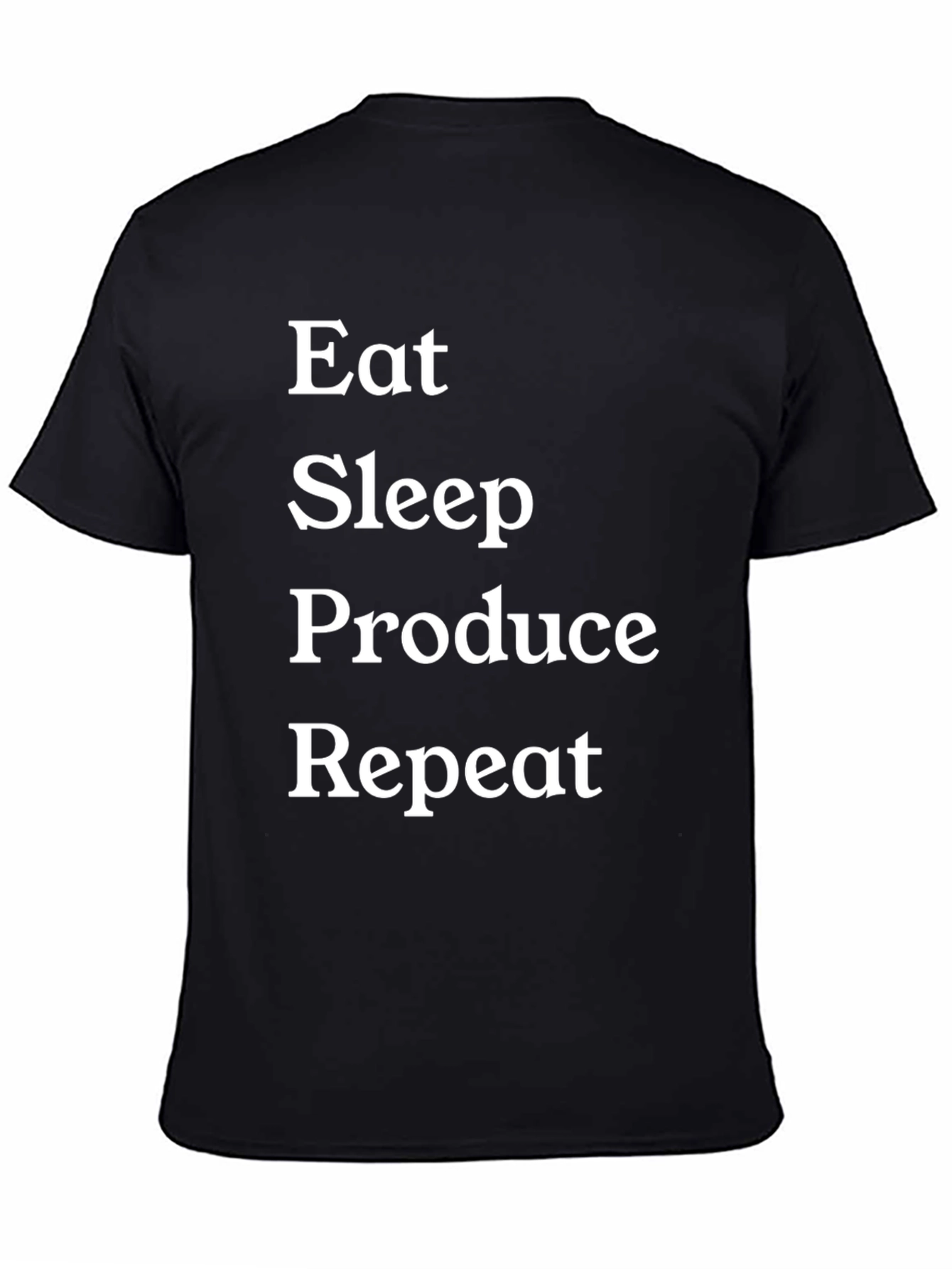 Eat Sleep Produce Repeat T-Shirt - Black Cotton Tee