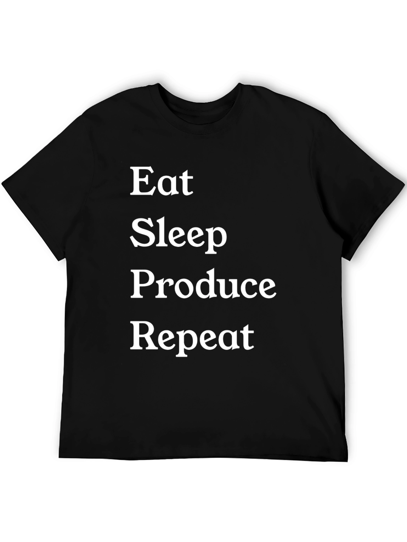 Eat Sleep Produce Repeat T-Shirt - Black Cotton Tee