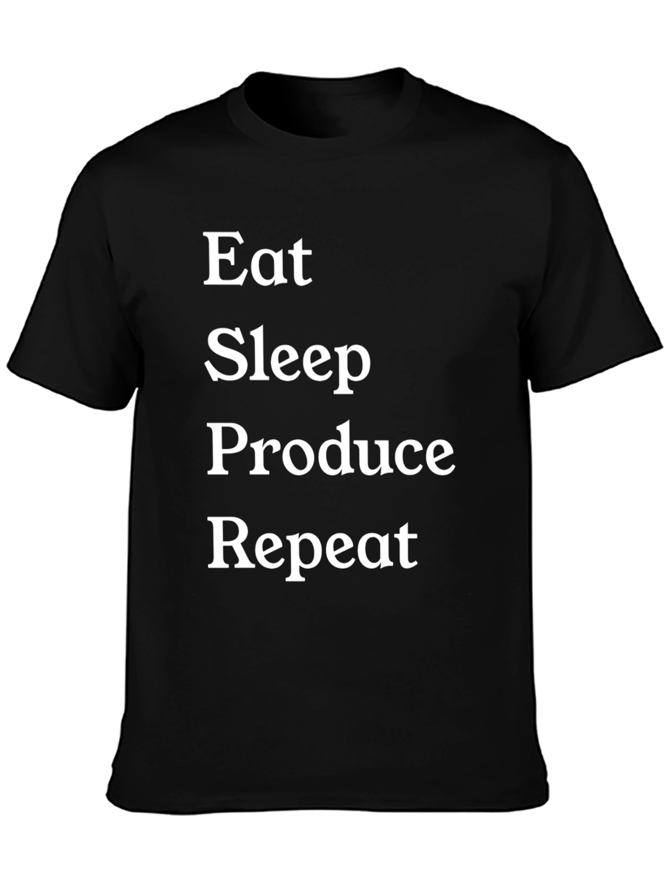 Eat Sleep Produce Repeat T-Shirt - Black Cotton Tee