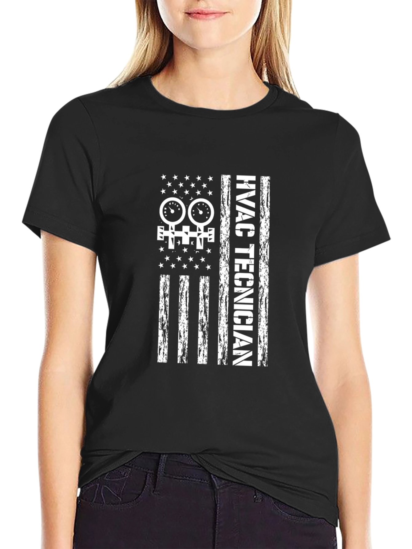 HVAC Technician American Flag T-Shirt