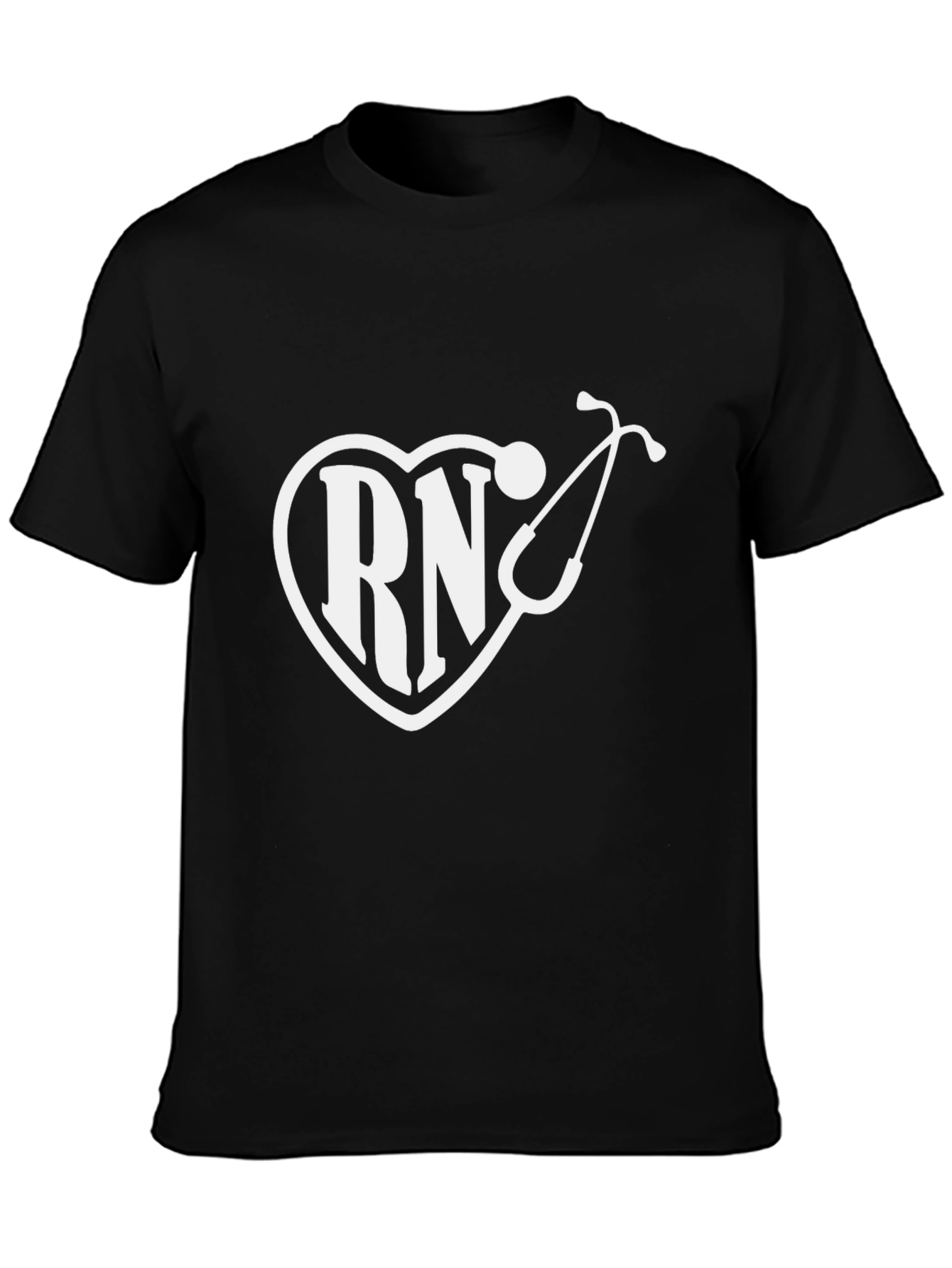 RN Heart Stethoscope Graphic T-Shirt - Black