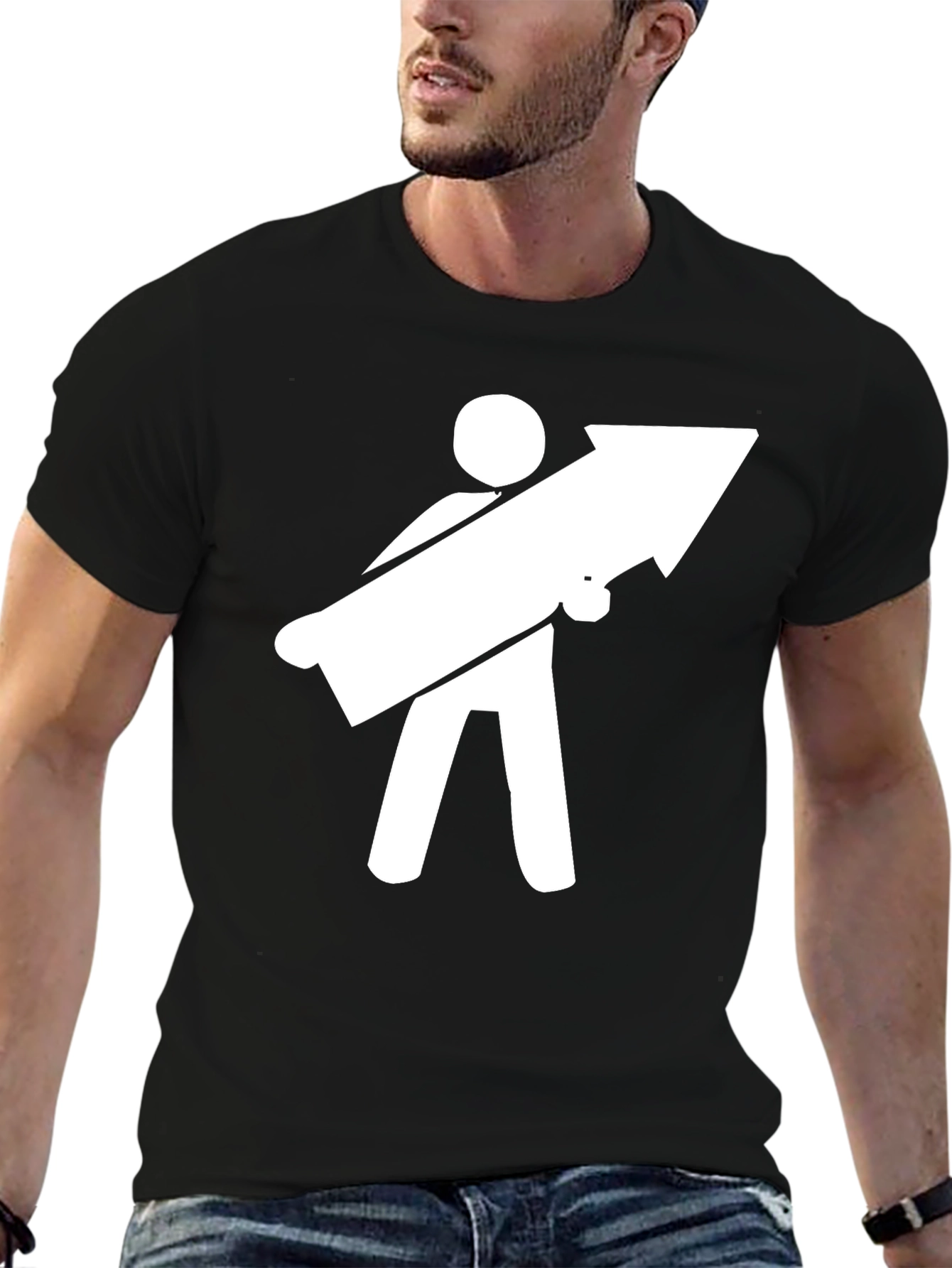 Funny Graphic Tee - Man Carrying Arrow T-Shirt