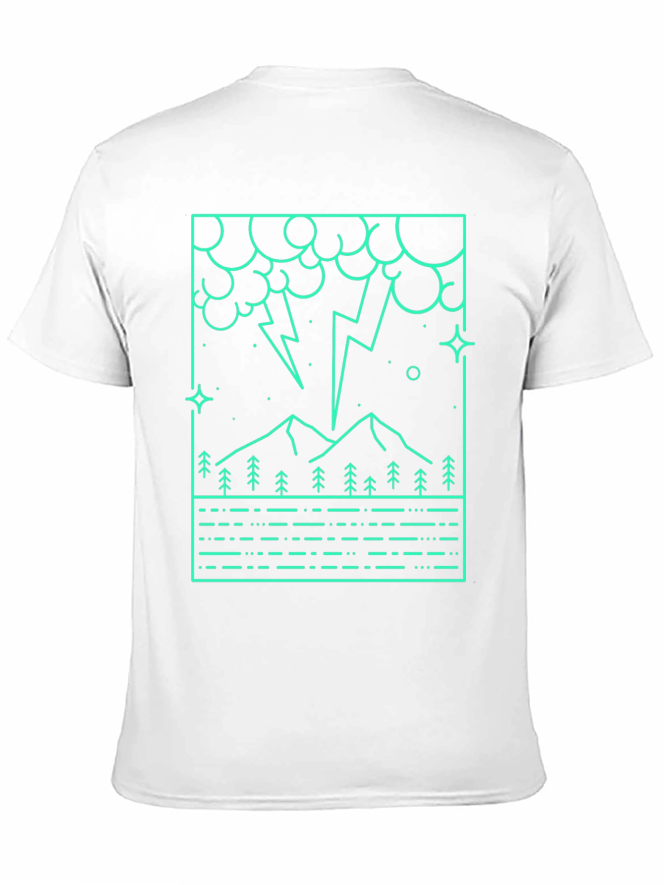 Geometric Mountain Lightning Graphic Tee - Black