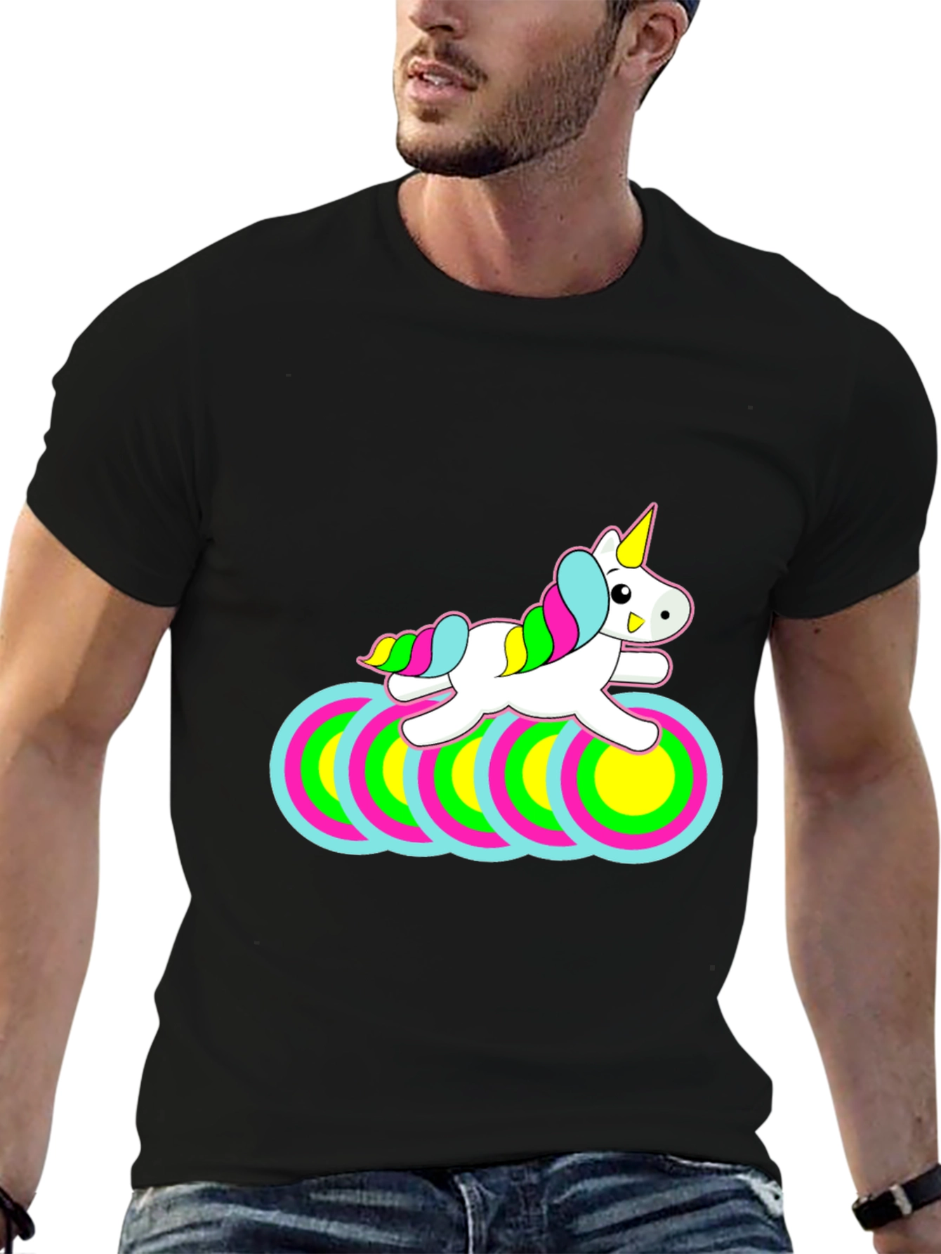 Unicorn Circles Black T-Shirt