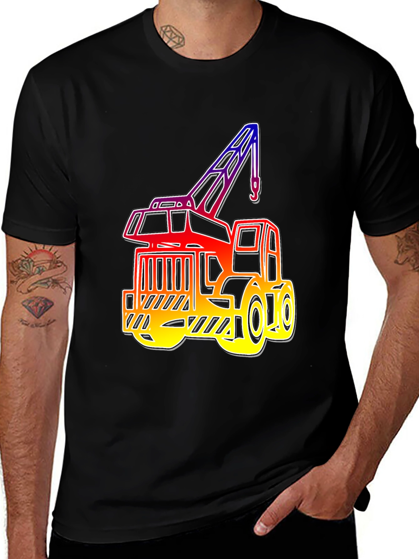 Crane Graphic Tee - Black Cotton Blend