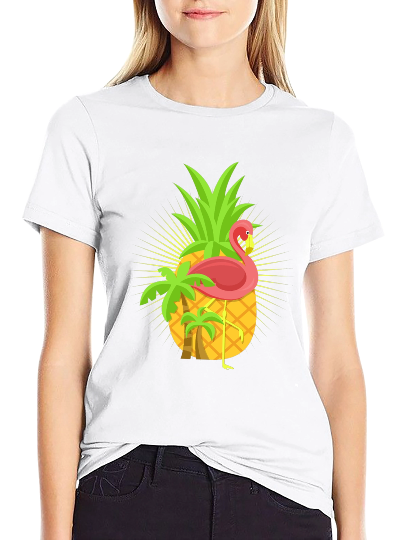 Tropical Pineapple Flamingo Graphic Tee