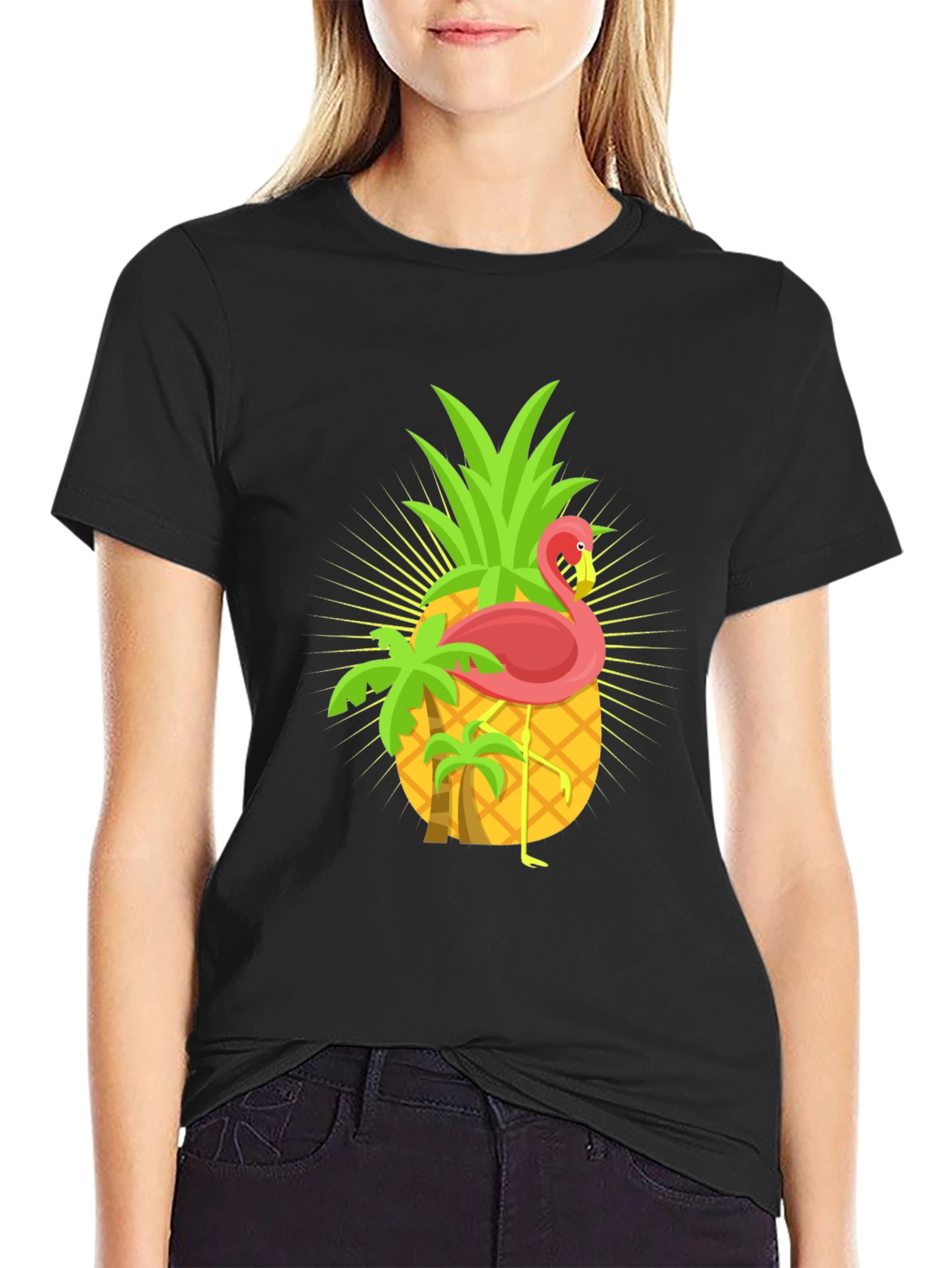 Tropical Pineapple Flamingo Graphic Tee
