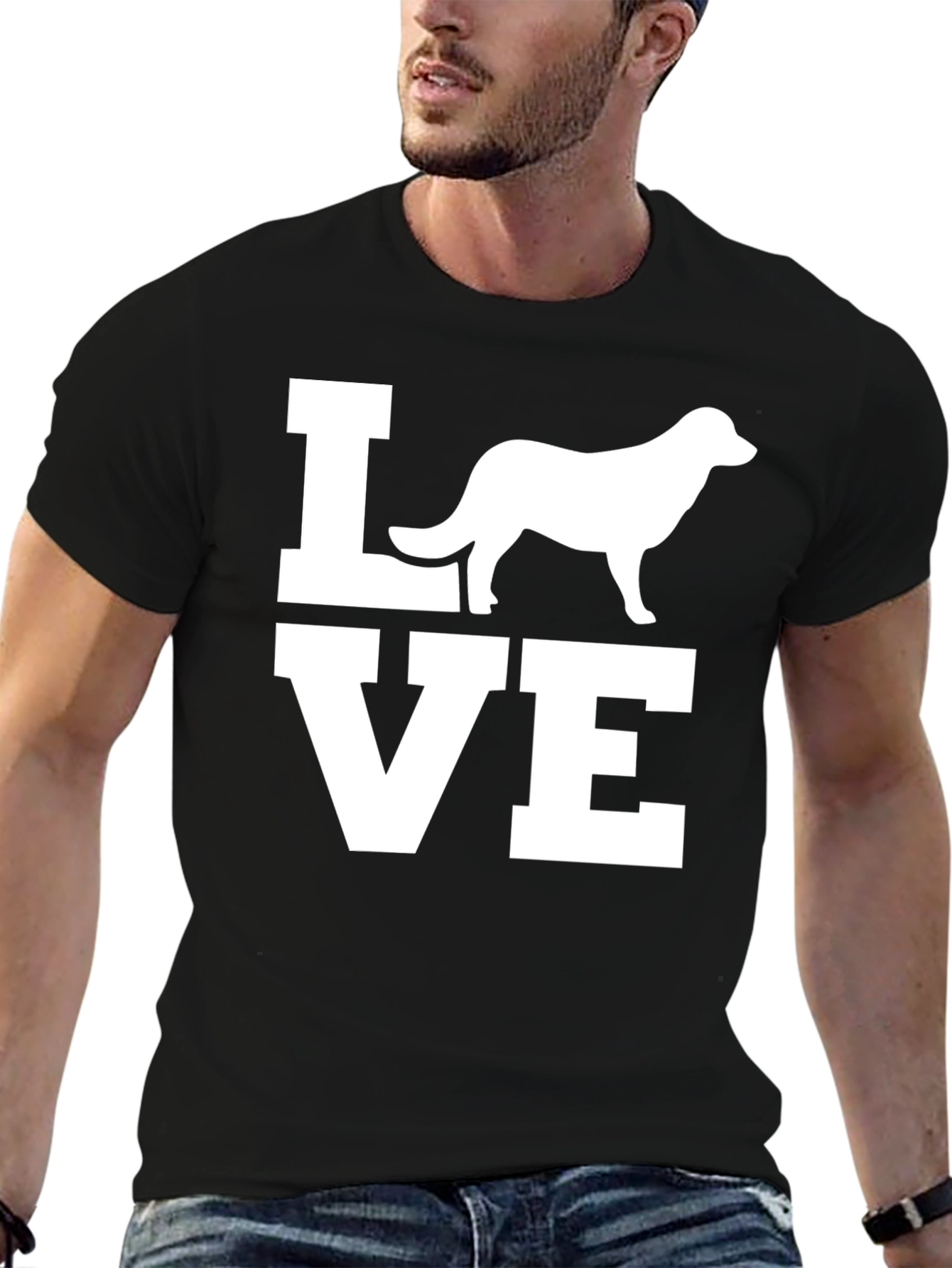Love Dog Graphic Print Tee - Mens Black T-Shirt
