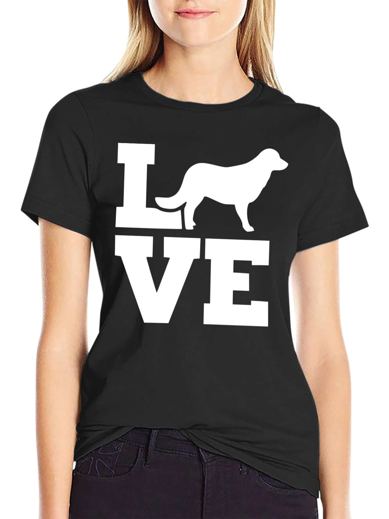 Love Dog Graphic Print Tee - Mens Black T-Shirt