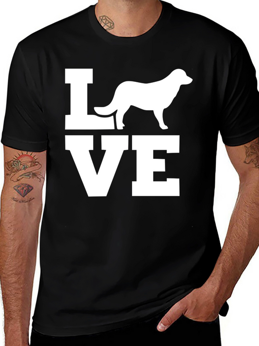 Love Dog Graphic Print Tee - Mens Black T-Shirt
