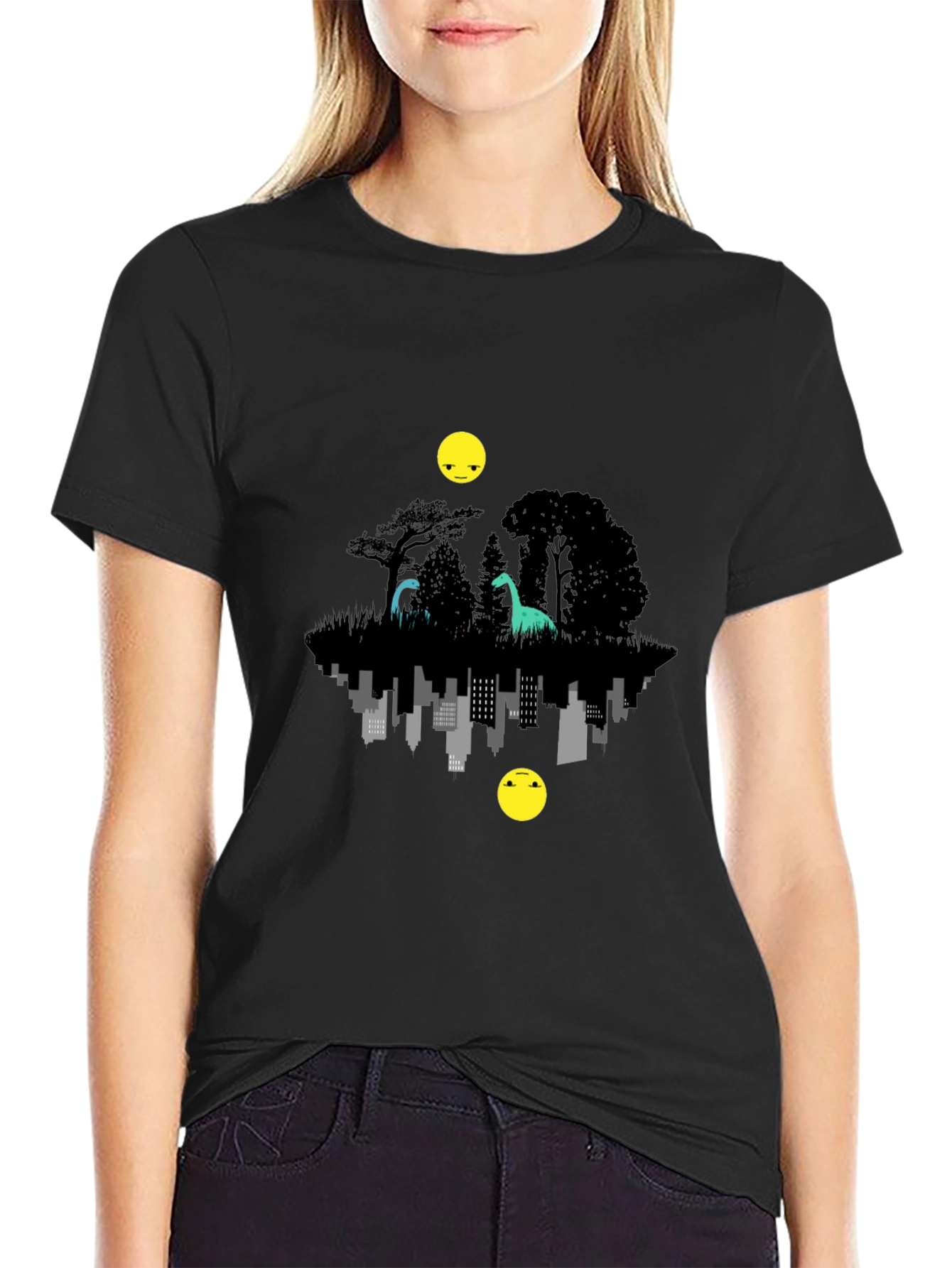 Dinosaur Cityscape T-Shirt - Unique Graphic Tee
