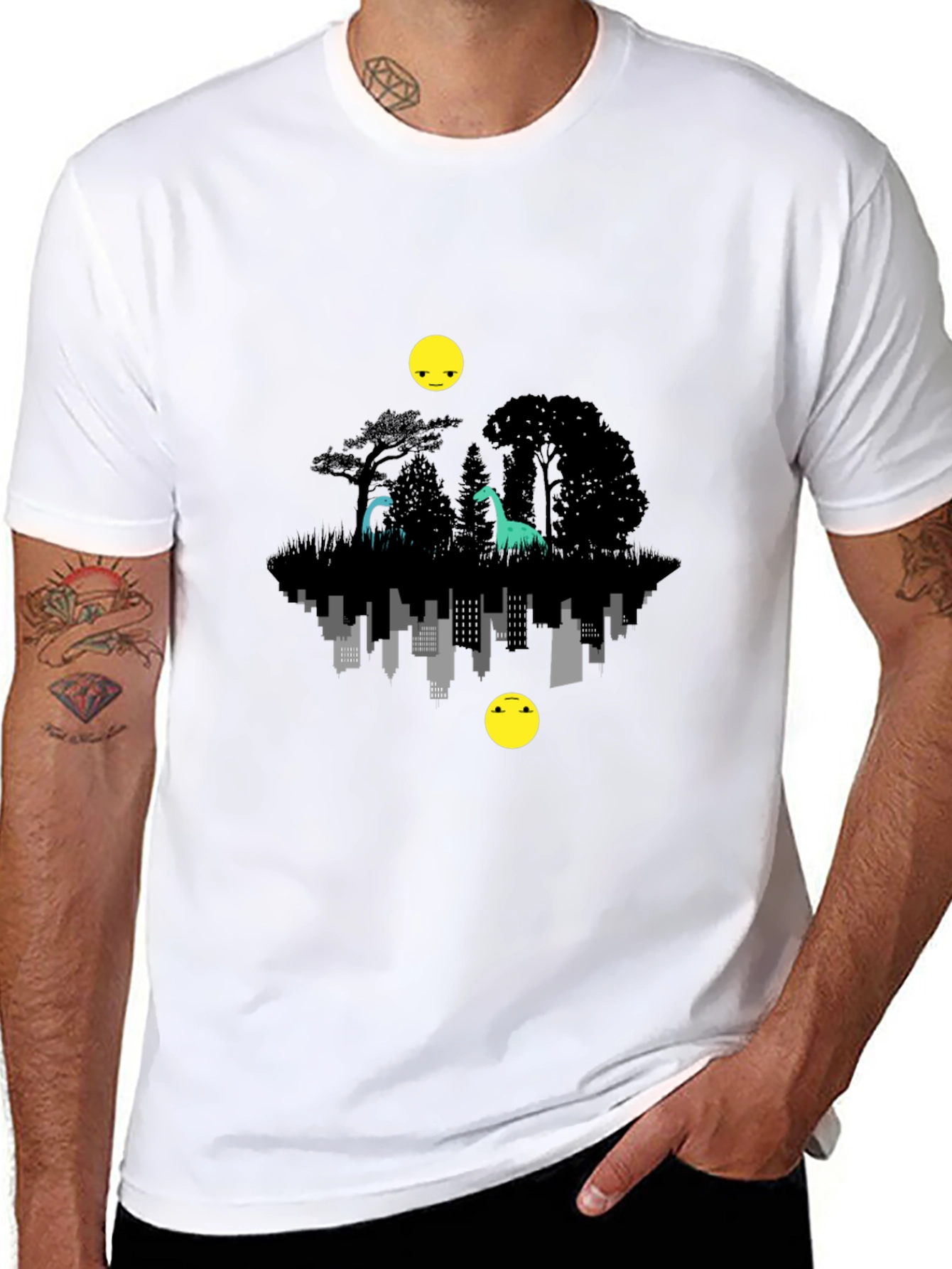 Dinosaur Cityscape T-Shirt - Unique Graphic Tee