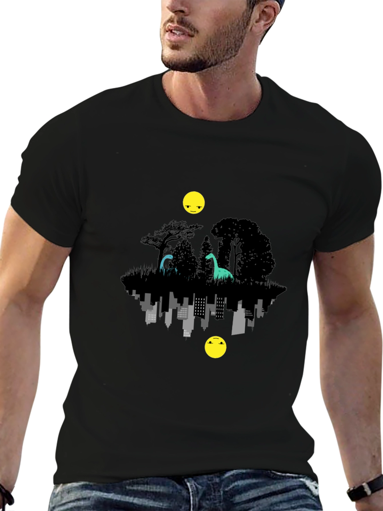 Dinosaur Cityscape T-Shirt - Unique Graphic Tee
