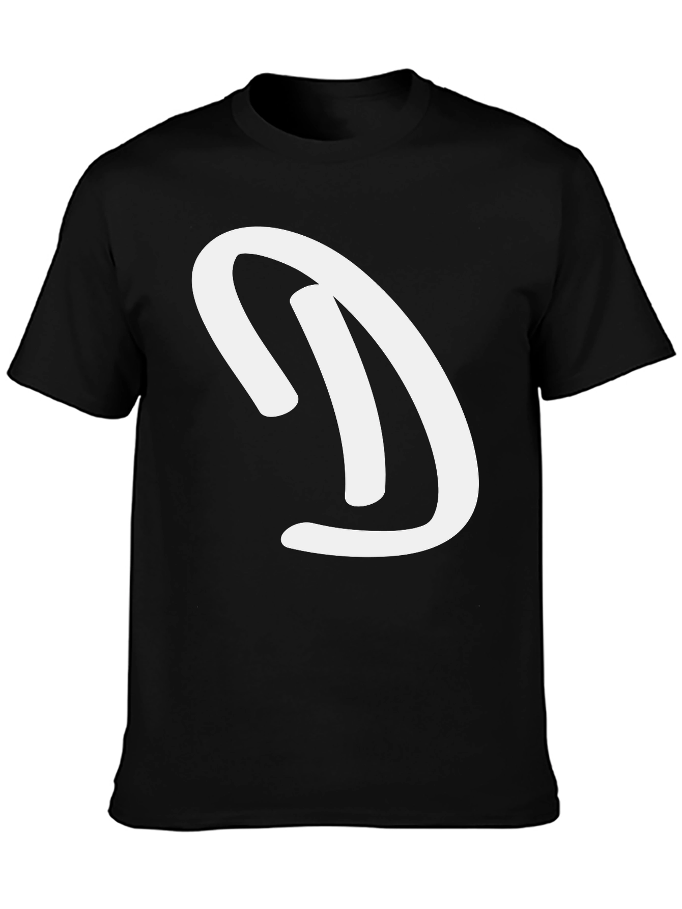 Black T-Shirt with White D Graphic - Casual Wear