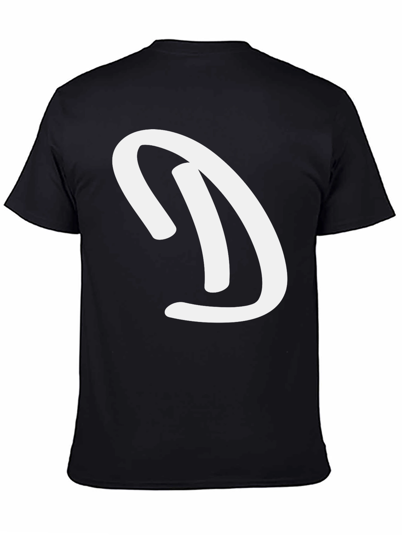 Black T-Shirt with White D Graphic - Casual Wear