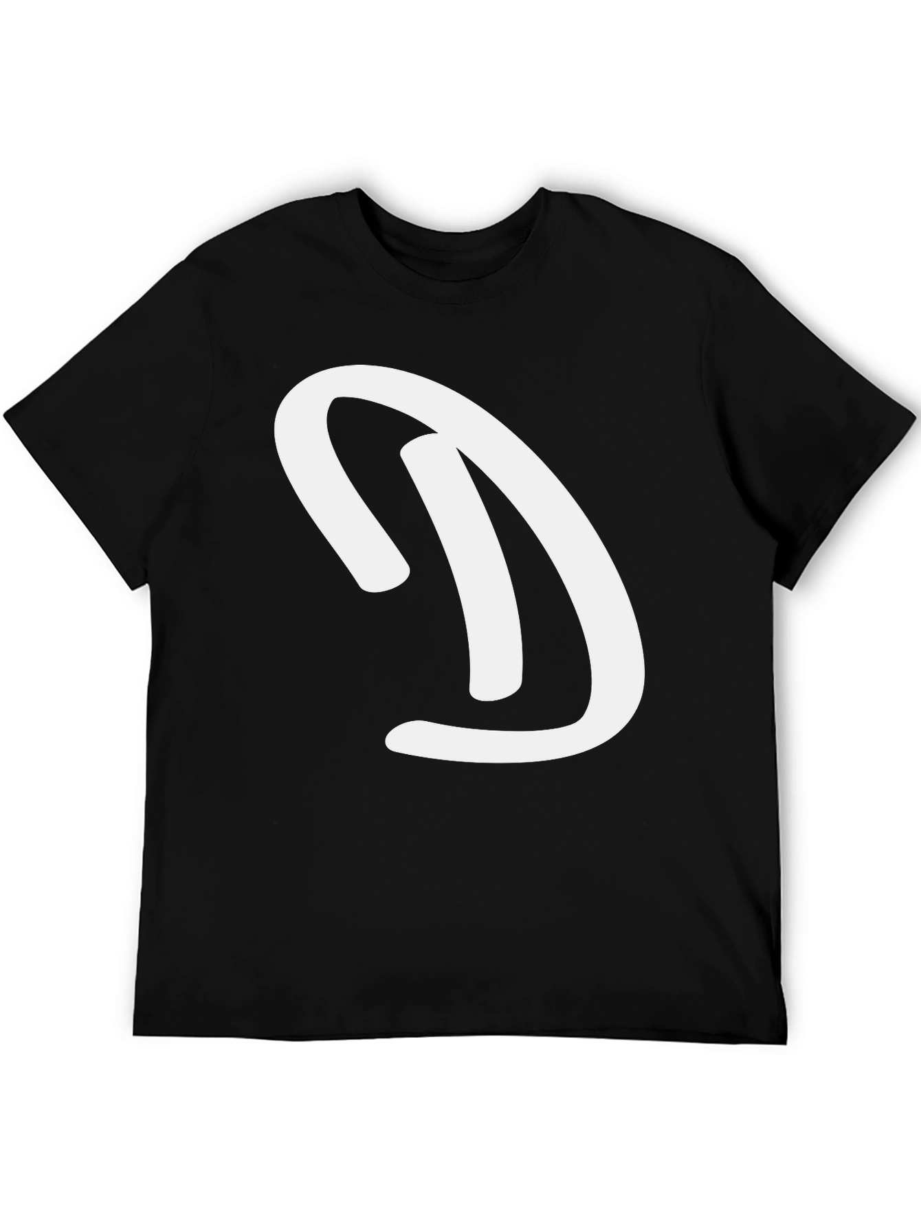 Black T-Shirt with White D Graphic - Casual Wear