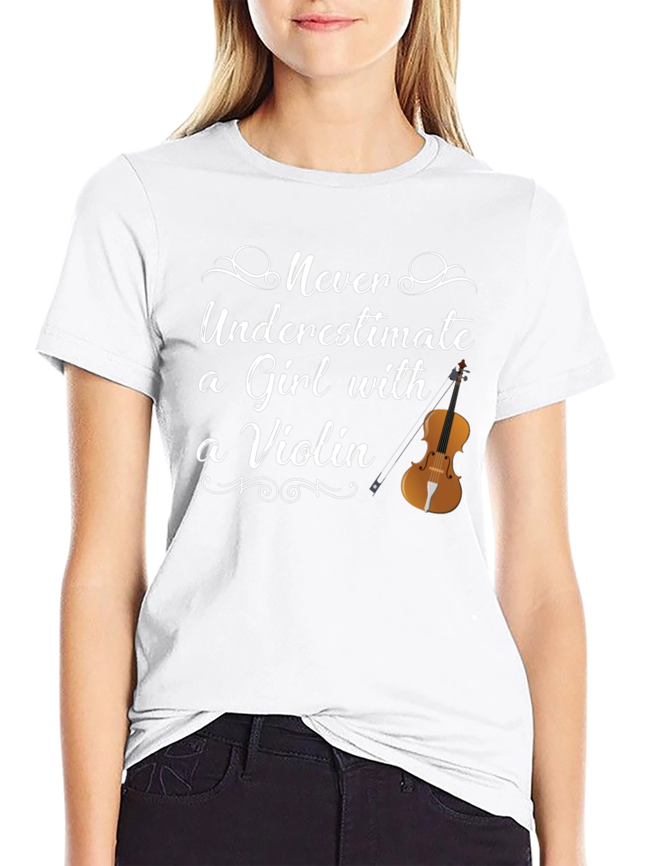 Never Underestimate a Girl with a Violin T-Shirt