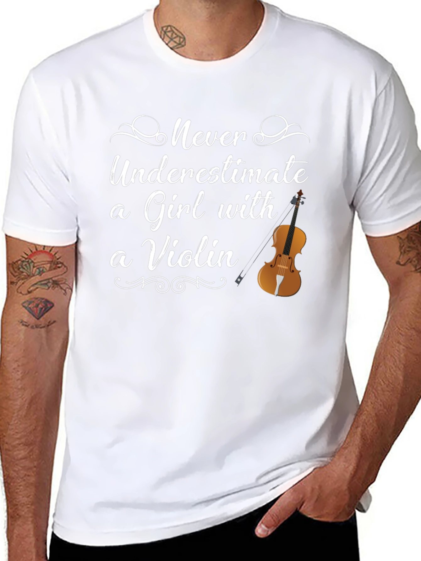 Never Underestimate a Girl with a Violin T-Shirt